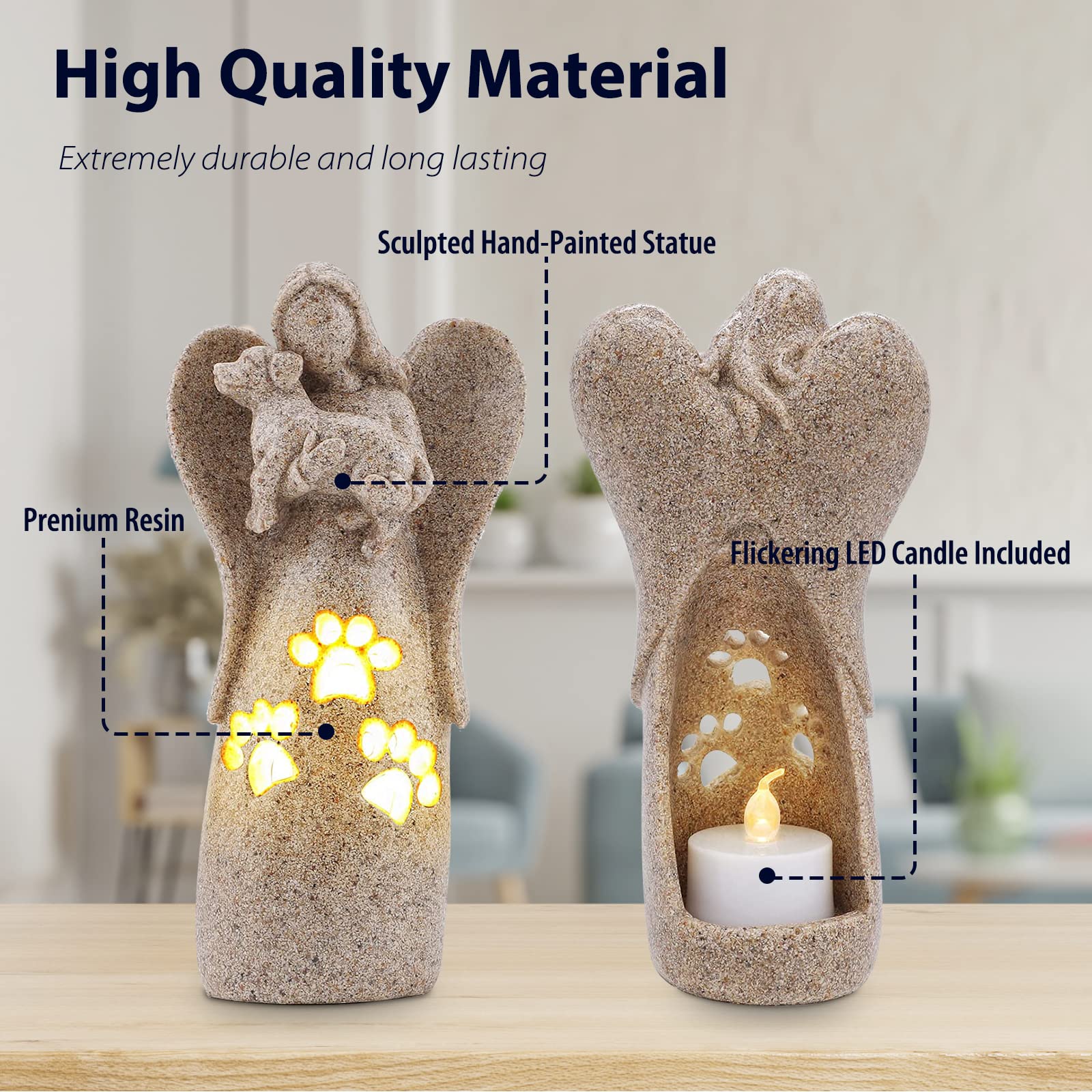 Bearae Dog Memorial Gifts, Candle Holder Statue, Pet Loss Gifts, Bereavement Gifts, Pet Sympathy Gifts