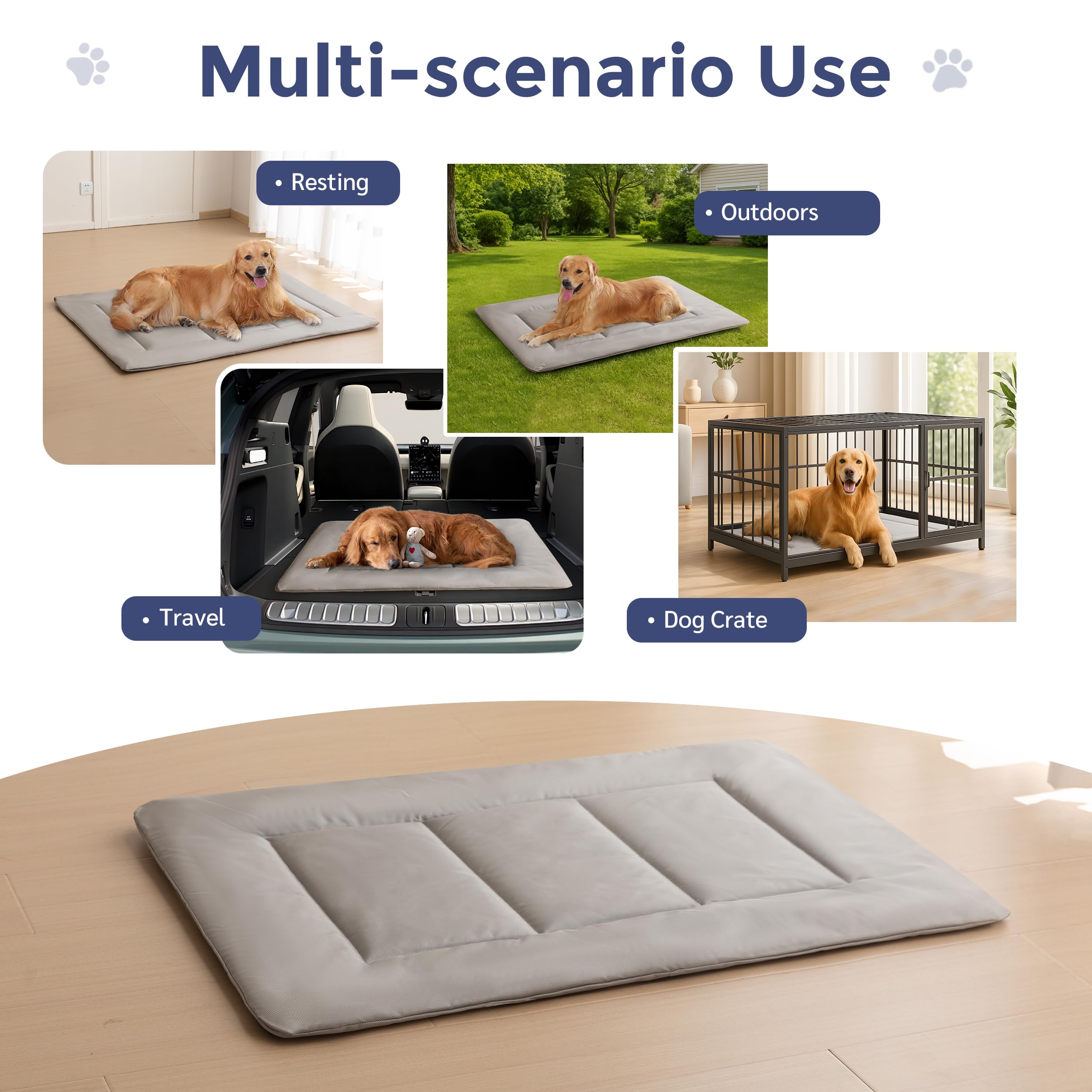 Maxyoyo Chew Proof Dog Beds, Indestructible Dog Crate Pad For Aggressive Chewers, Machine Washable Mat With A Removable Protect