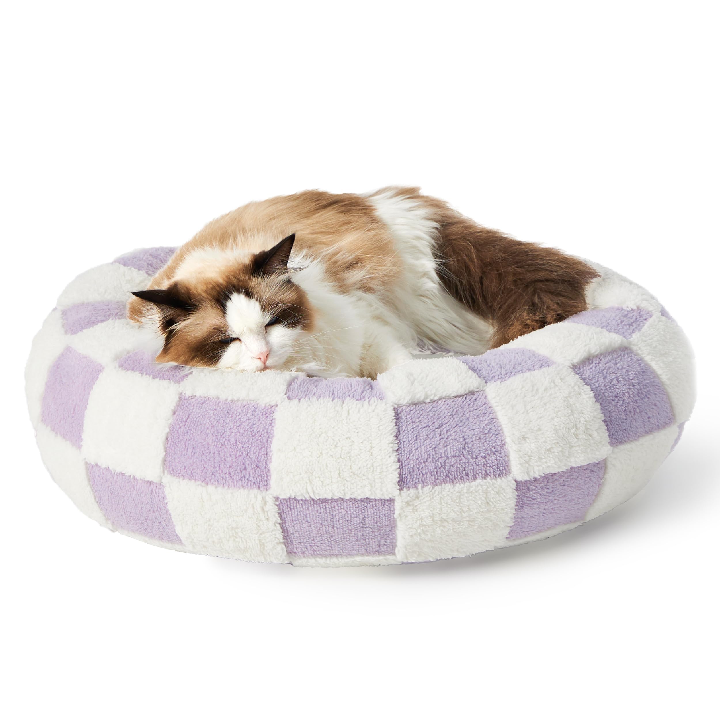 Lesure Cat Beds For Indoor Cats - Round Cat Bed Donut Small Dog Bed Calming Pet Beds, Cute Modern Beds With Jacquard Shaggy Plus