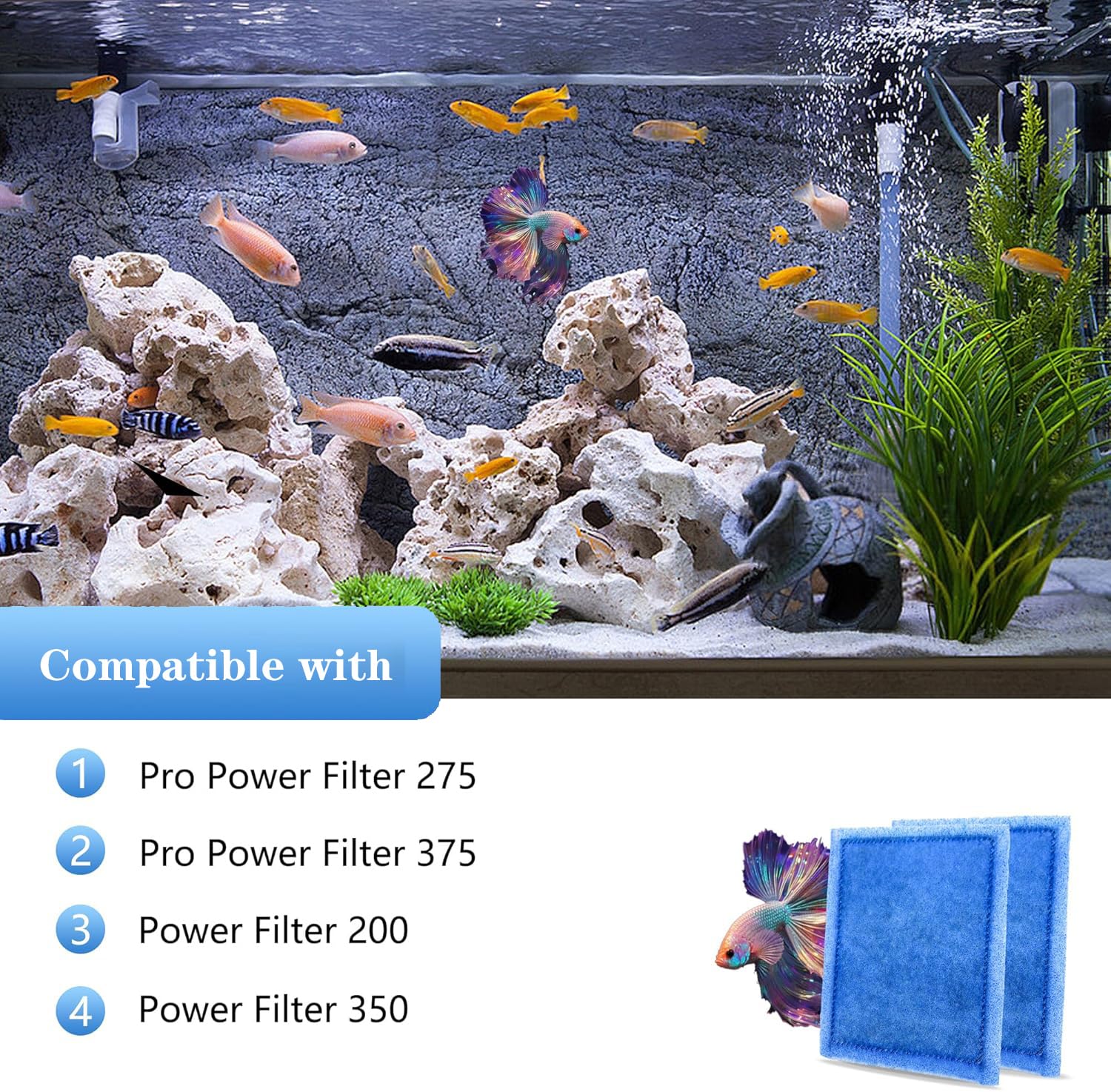 Pewyoke Aquarium Filter Cartridge 8 Pack Rite-Size C Filter Replacement Cartridges Compatible With Pro Power Filters 275/375 /Po