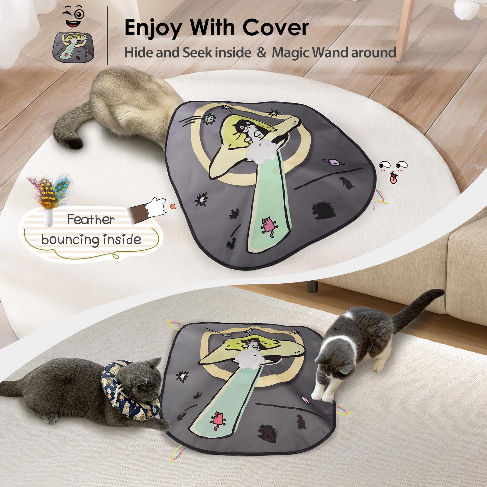 Orsda 4 In 1 Interactive Cat Toys - Automatic Cat Toys For Indoor Cats & Kittens, 8 Holes Mice Whack-A-Mole, Hide And Seek Smart