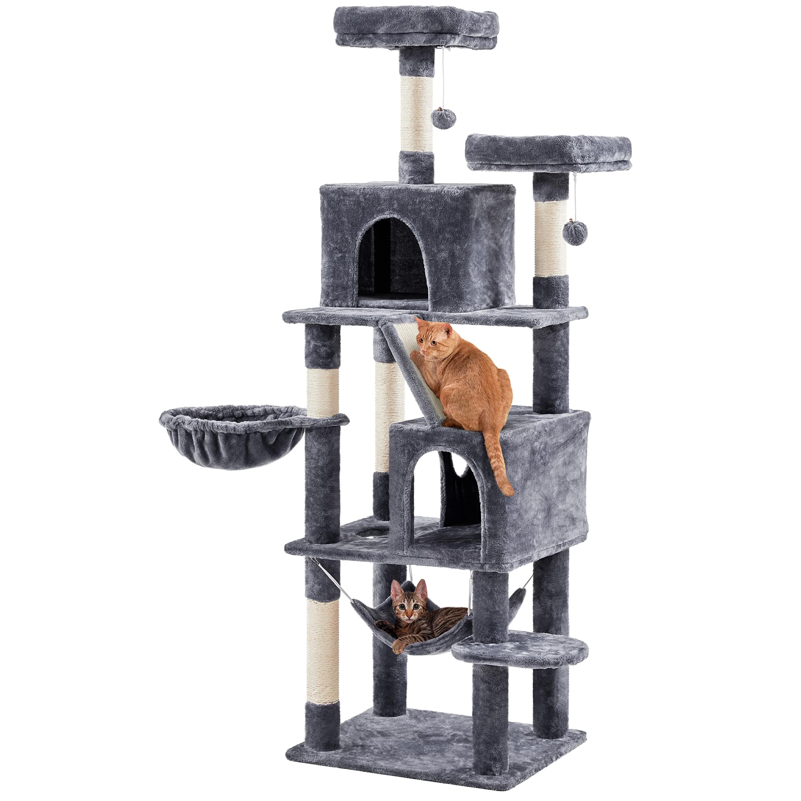 Yaheetech Cat Tree, 71.5In Cat Tower For Indoor Cats, Cat Tree With 2 Cozy Condos, 2 Padded Perches, Scratching Posts & Ramp, Ha