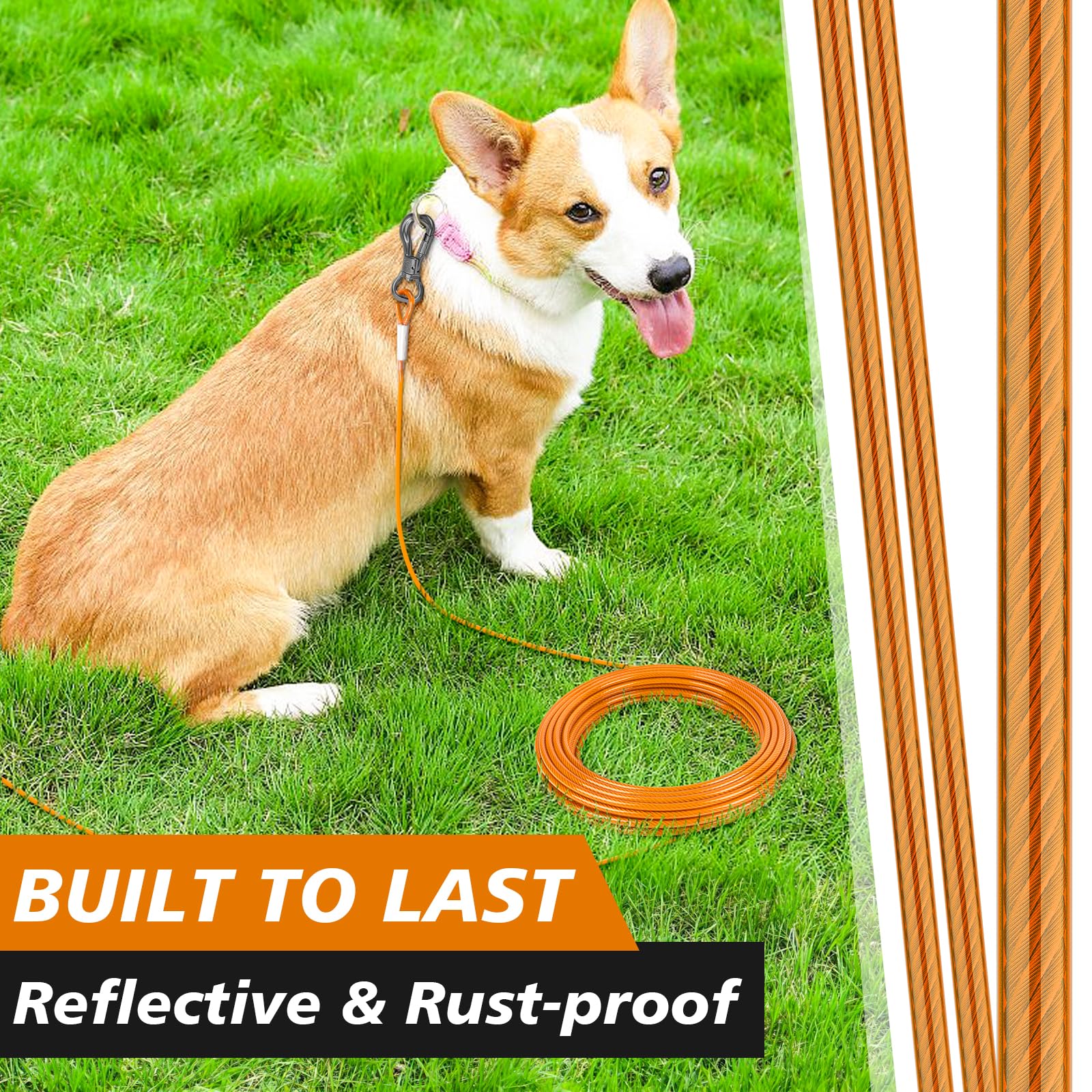 Xiaz 10Ft Dog Tie Out Cable, Dog Leads For Yard 8/10/15/20/30/50 Feet, Heavy Duty Pet Runner Tether Chain Outside For Small Medi