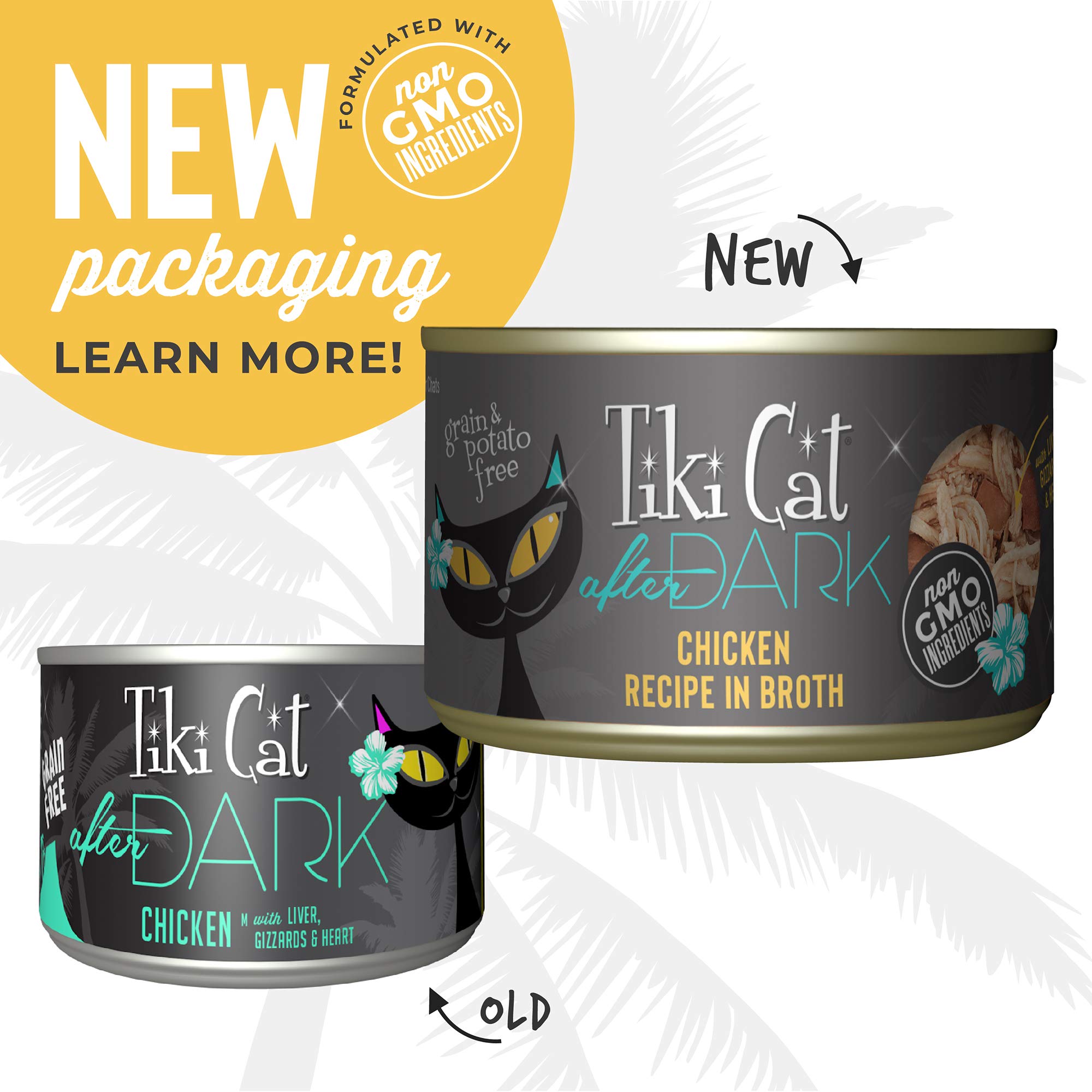 Tiki Cat After Dark, Chicken, High-Protein and 100% Non-GMO Ingredients, Wet Cat Food for Adult Cats, 5.5 oz. Cans (Pack of 8)