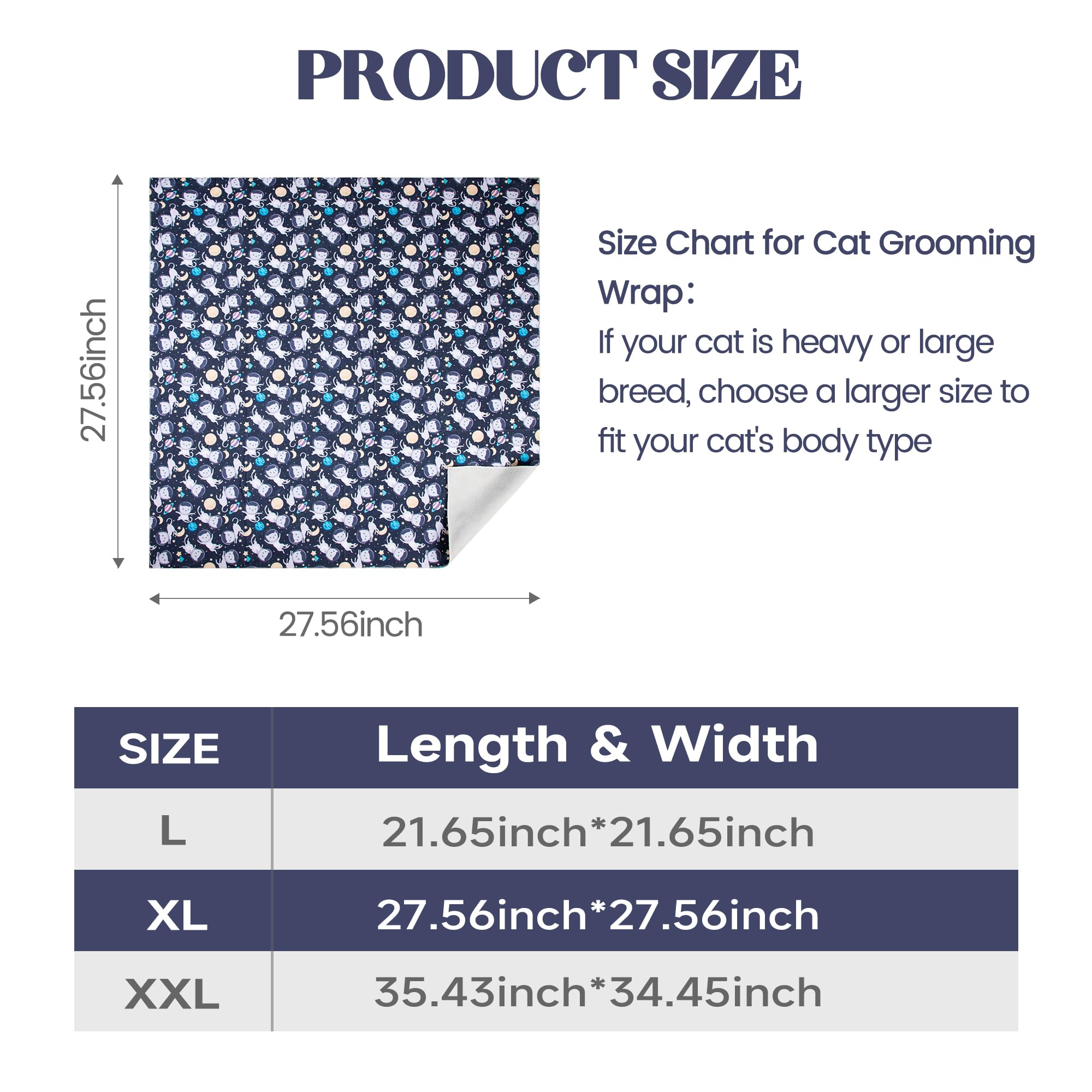 Poochies Sprouts 27.6'' Cat Wrap For Cutting Nails, Cat Restraint For Nail Clipping, Cat Swaddle Wrap, Cat Burrito Wrap Can Be A