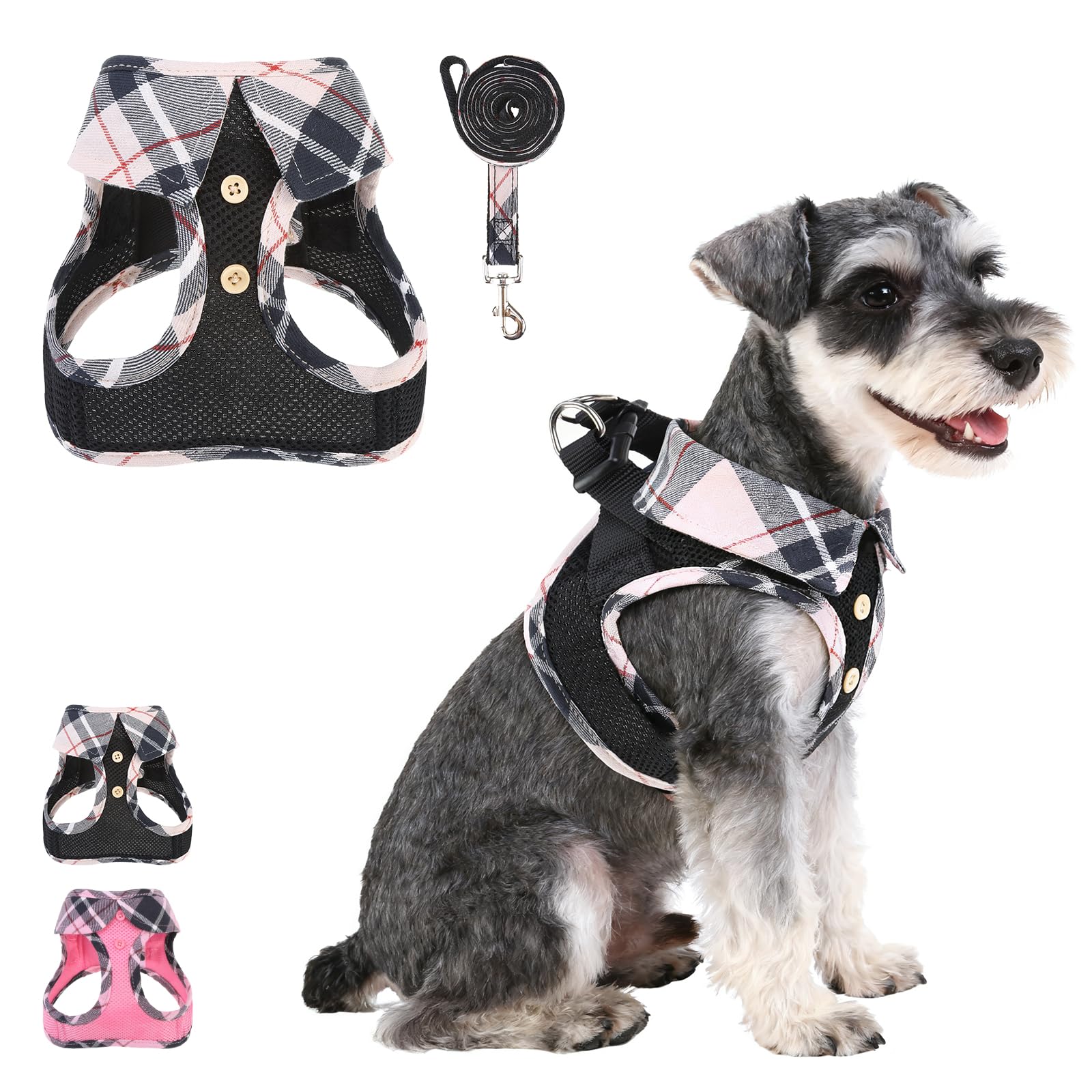 KOOLTAIL Small Dog Harness and Leash Set, Step in No Pull Soft Mesh Padded Pet Vest Harness Collar for Small Size Dogs Cats Boy 