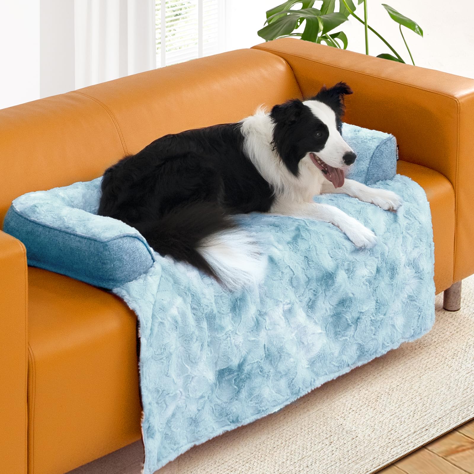 Blunique Calming Dog Couch Bed For Large Dog, 41 X 37 Inch Waterproof Memory Foam Dog Bed For Couch, Durable Fluffy Fuzzy Dog Be