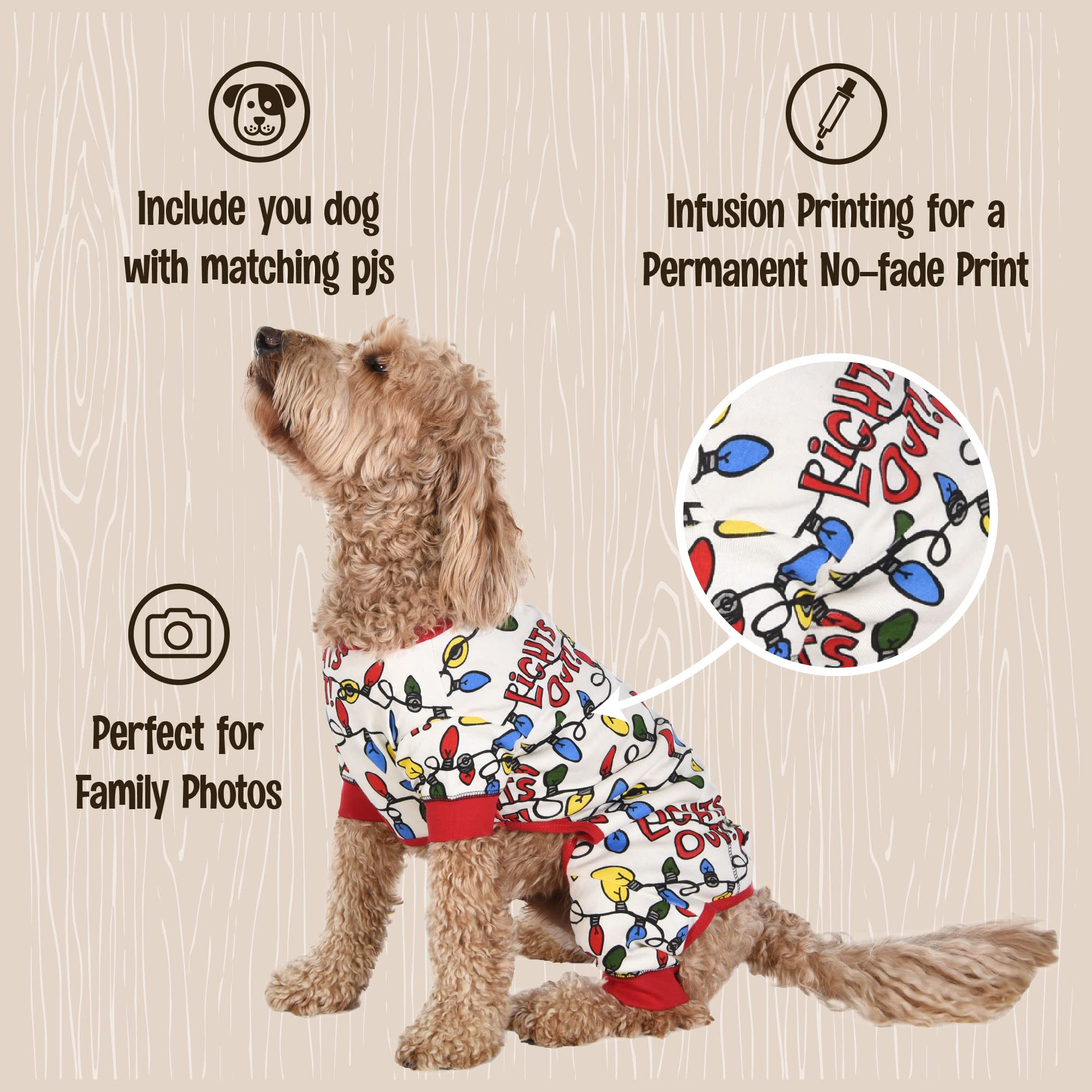 Lazy One Flapjacks, One-Piece Dog Sweater, Matching Family Pajamas For Dogs, Christmas Lights, Holiday, Lights Out (Small)