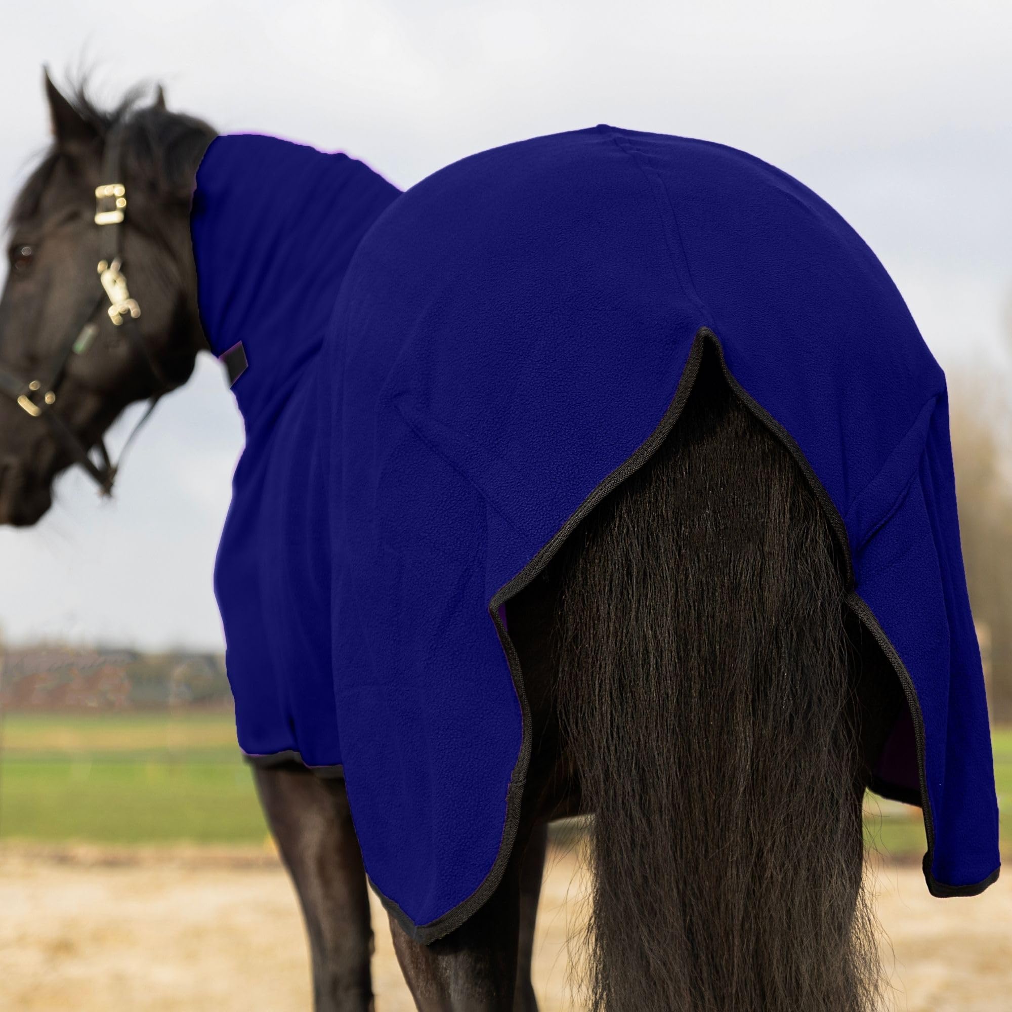 Resistance Long Lasting & Warm Soft Fleece Contour Cooler For Horse (Medium (68''-72''), Navy Blue)