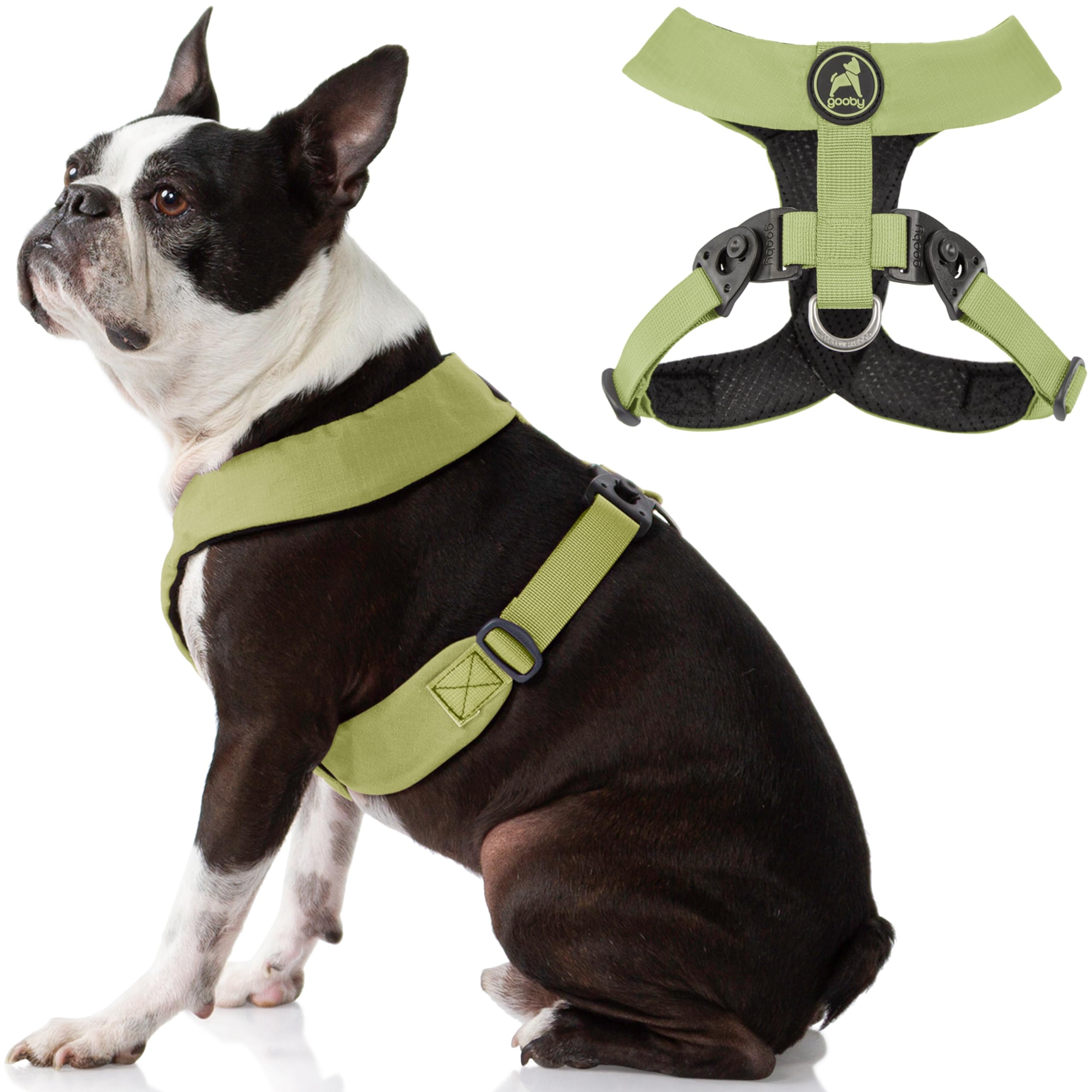 Gooby Comfort X Harness - Dual Snap, X-Large, Green - No Pull Small Dog Harness with Rotational Buckles and Patented Choke-Free 