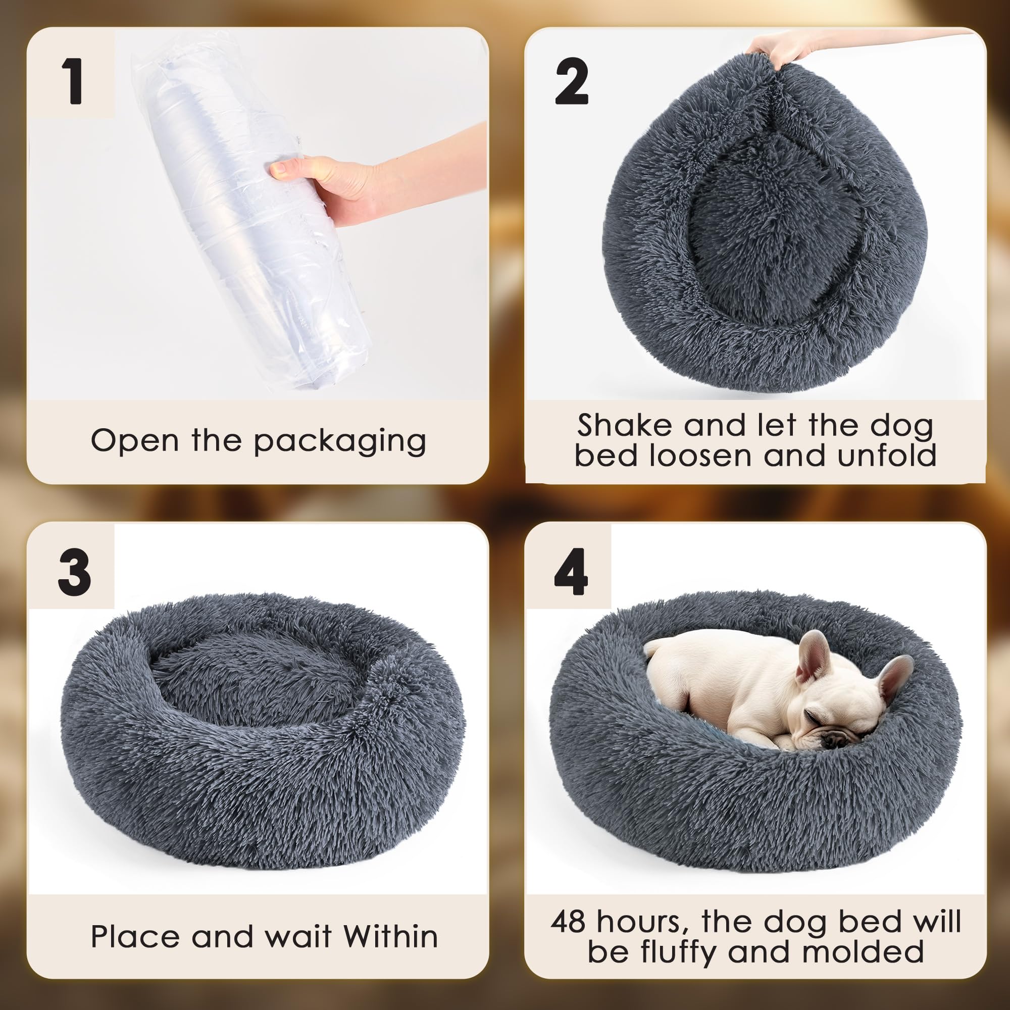 Extra Large Dog Beds, 36 Inch Human Dog Anxiety Relief Comfort Bed, Indestructible & Chew Proof Pet Beds (Dark Grey)