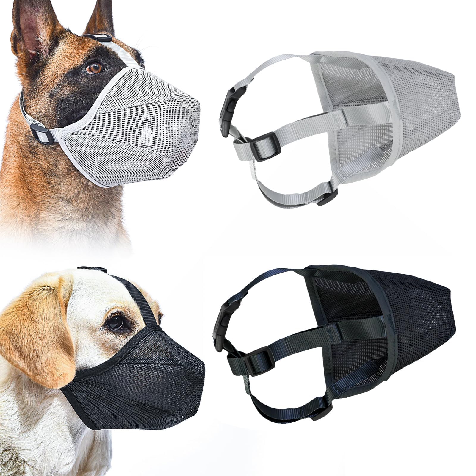 Dog Muzzle For Small Medium Large Dogs,Mesh Soft Muzzle With Adjustable Straps,Breathable Dog Mouth Guard For Anti-Biting Chewin