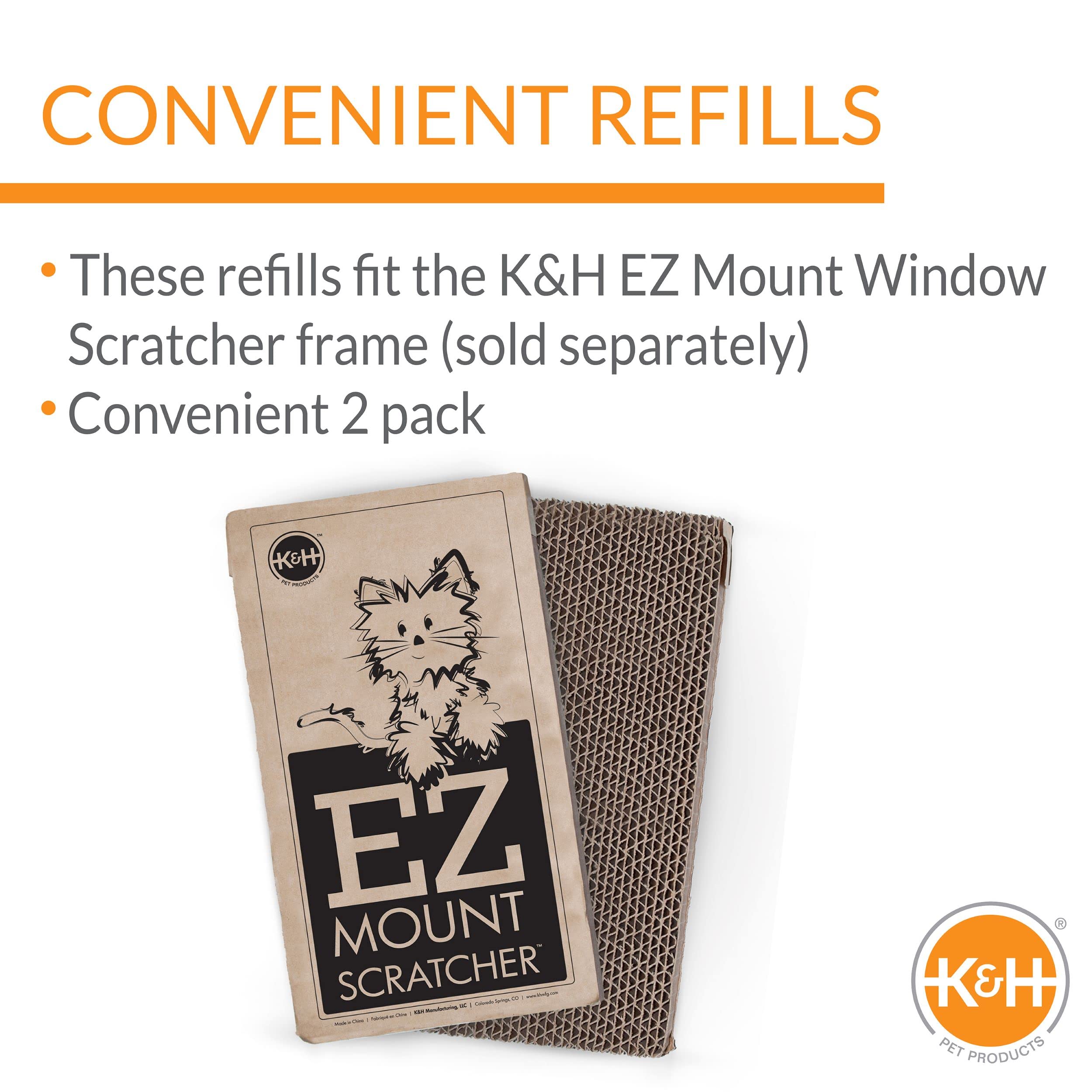 K&H Pet Products Ez Mount Window Cat Scratcher Refill Cardboard 5 X 10 Inches - Fits K&H Cat Scratcher That Mounts To Virtually Any Smooth Surface (Refill Only - Frame Sold Separately)