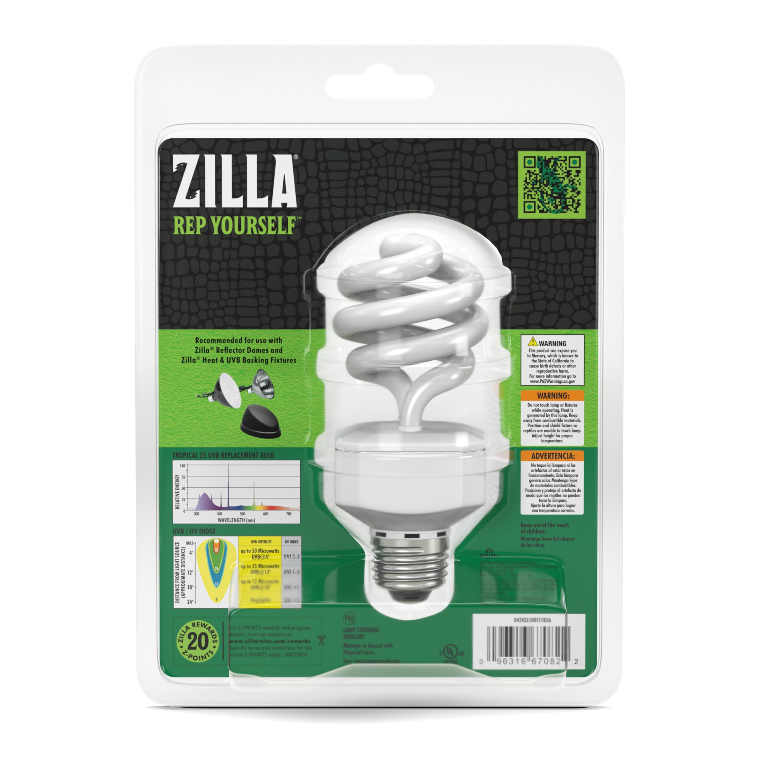 Zilla Fluorescent Coil Bulb Tropical 20 Watts, White