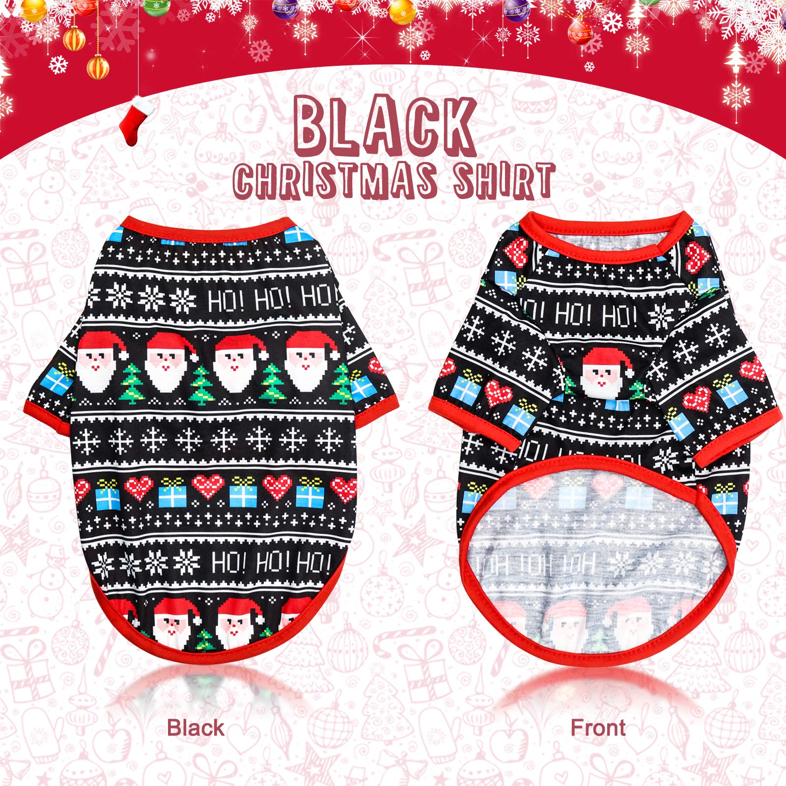 Hylyun Dog Christmas Shirt 2 Packs - Christmas Pet Shirt Soft Breathable Puppy Shirts Printed Pet Clothing For Small Dogs And Cats S