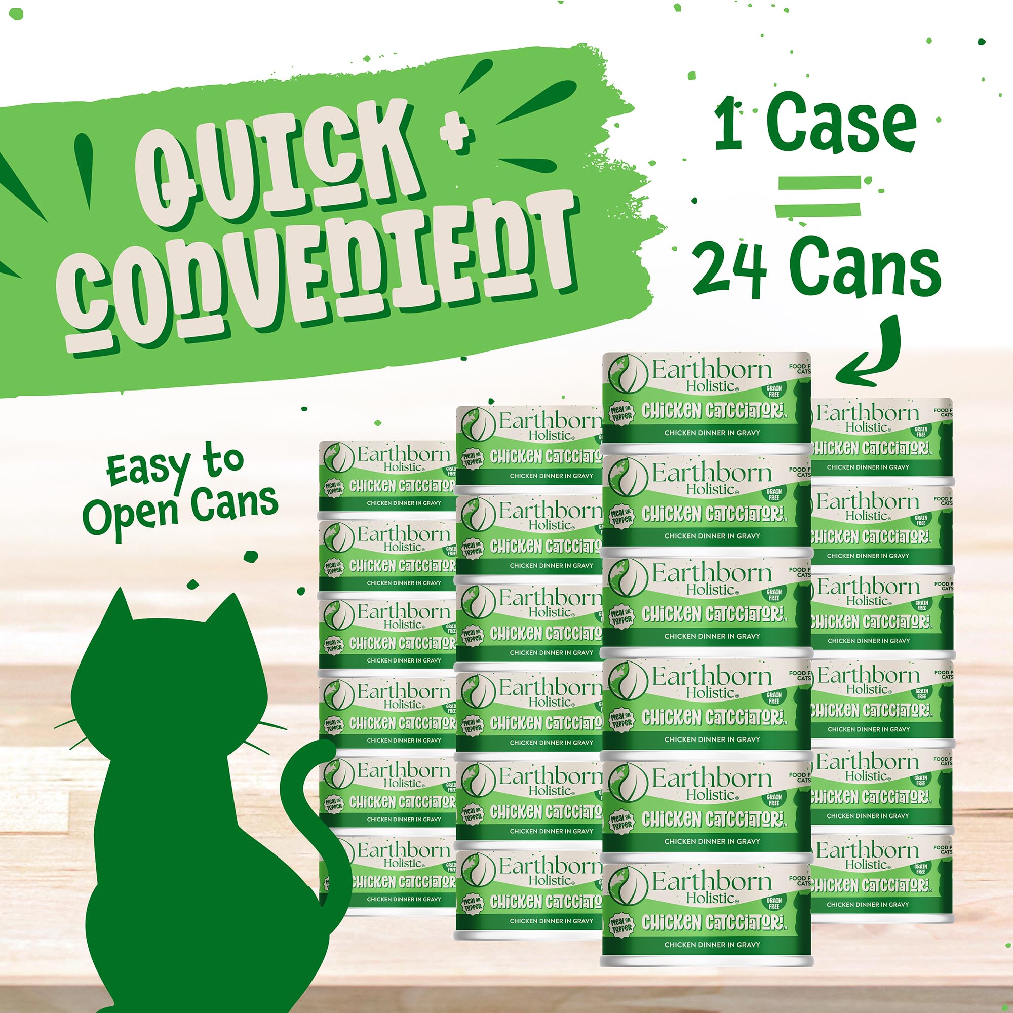 Earthborn Holistic Chicken Catcciatori Grain-Free Moist Cat Food 3 Ounce (Pack of 24)