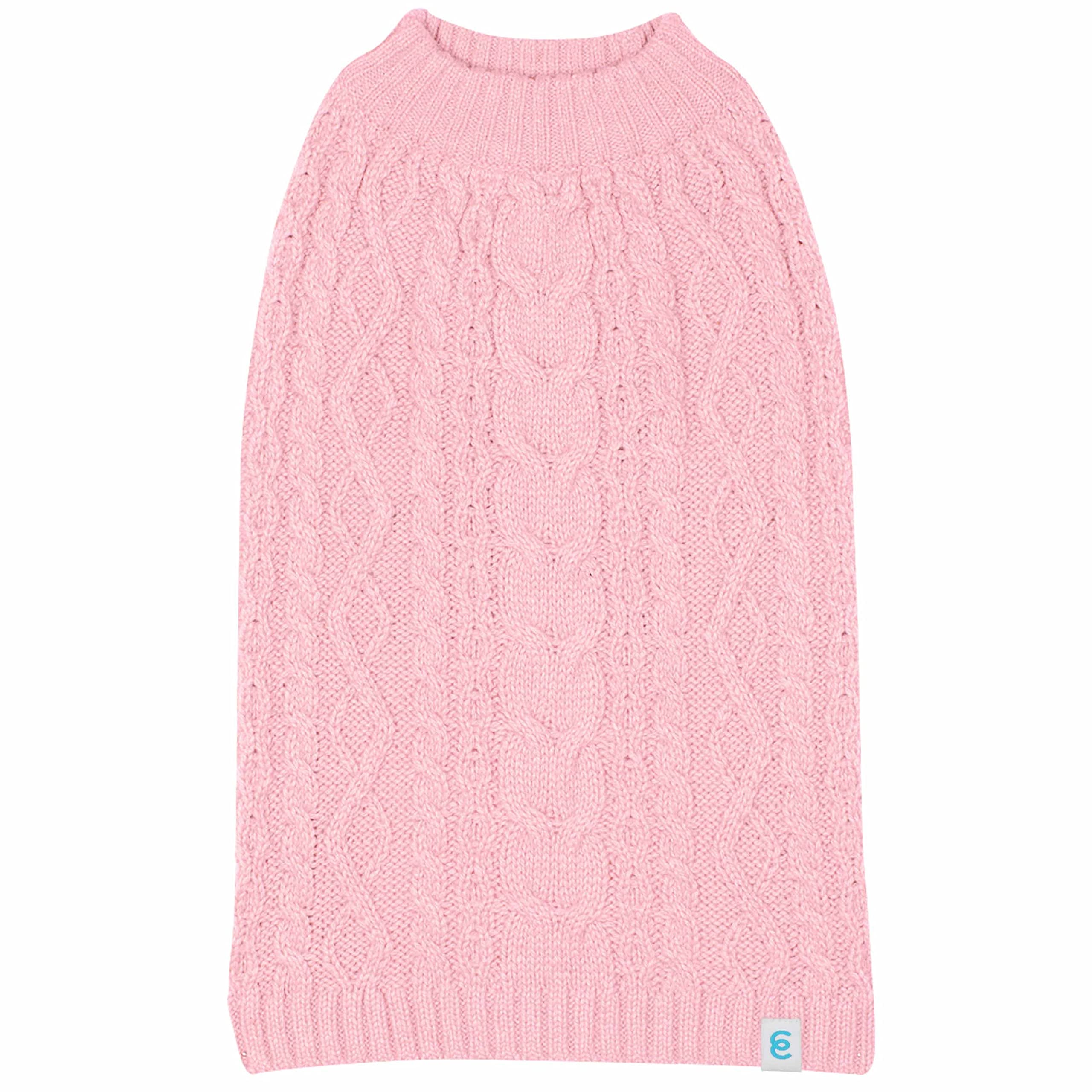 Blueberry Pet Classic Dog Sweater Wool Blend Cable Knit Pullover Crewneck Winter Clothes In Muted Pink, Back Length 20', Large Warm Coat For Pet