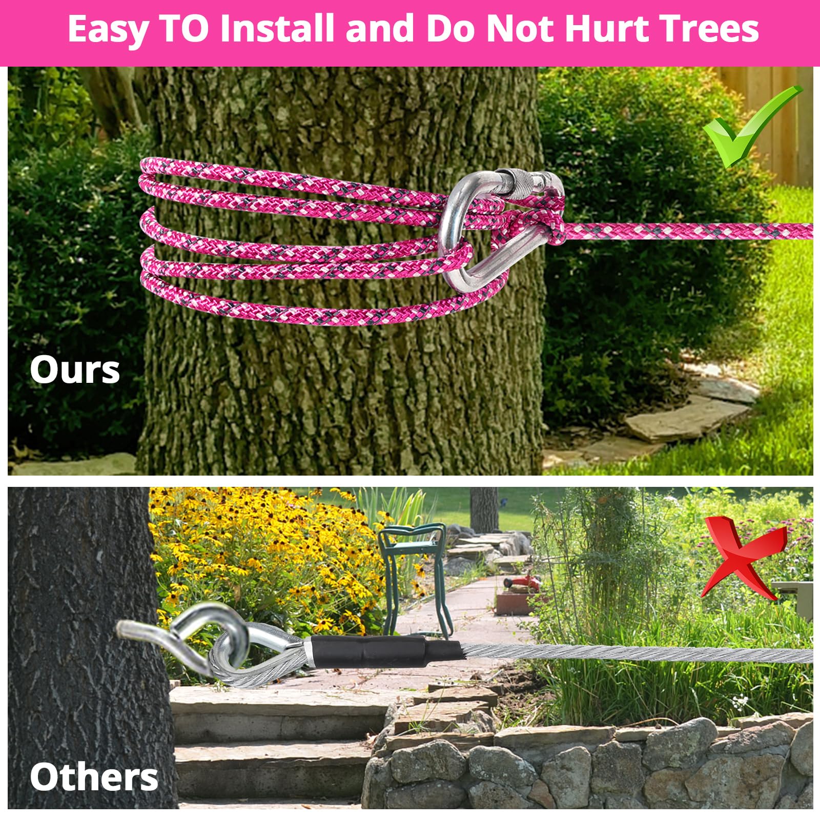 Dog Tie Out Cable for Camping - 50ft Dog Lead Dog Runner for Yard - Portable Trolley System for Large Small Dogs Outside