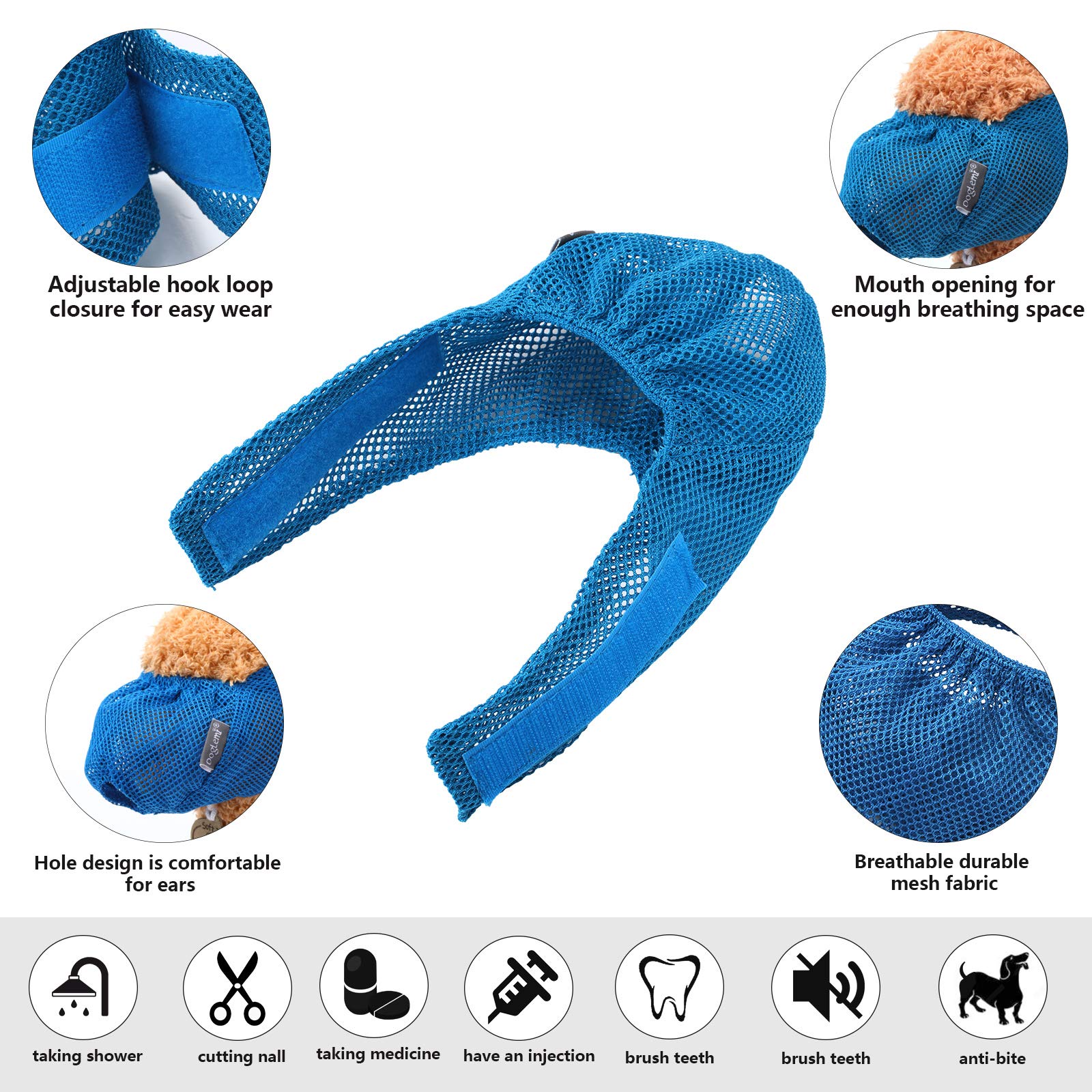 Weewooday 3 Pieces Cat Muzzles Breathable Mesh Muzzles Cat Grooming Restraint Bags With Muzzle Anti Bite Anti Meow To Prevent Fr