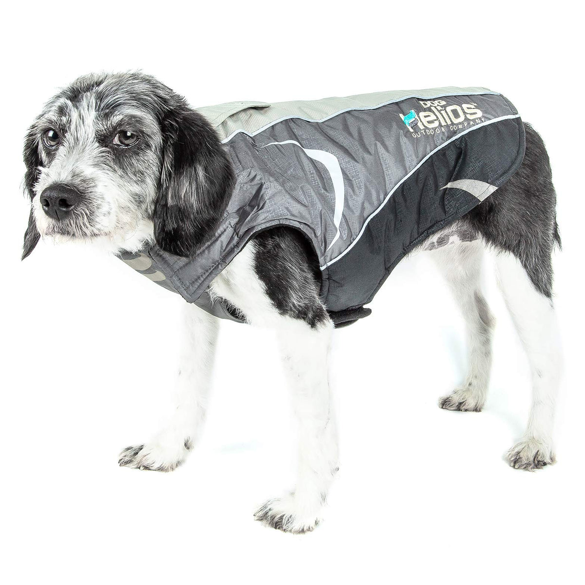 Doghelios 'Altitude-Mountaineer' Wrap-Velcro Protective Waterproof Pet Dog Coat Jacket W/ Blackshark Technology, Large, Black, Grey