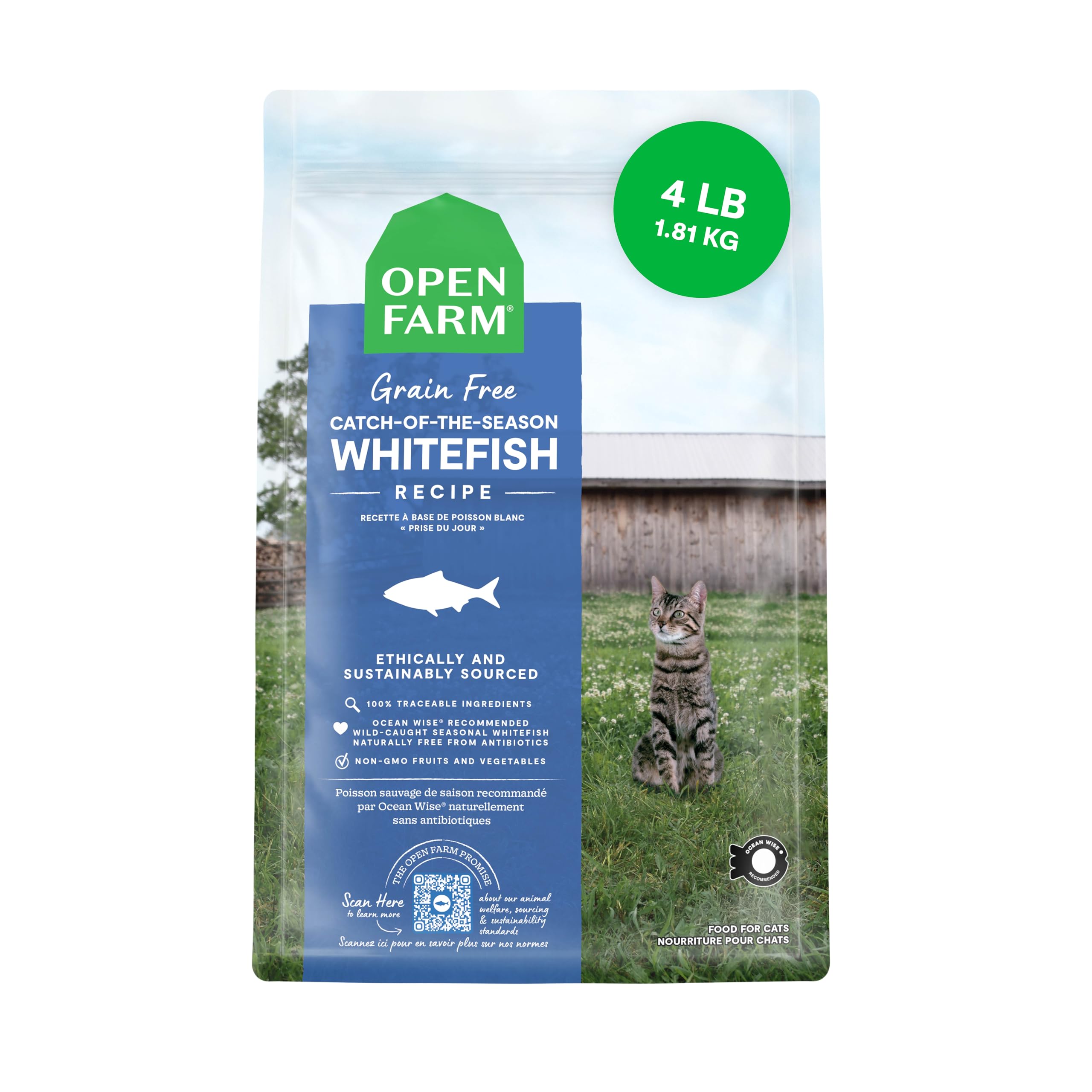 Open Farm Catch-Of-The-Season Whitefish Recipe Organic Sustainable Cat Food Net 4 LB