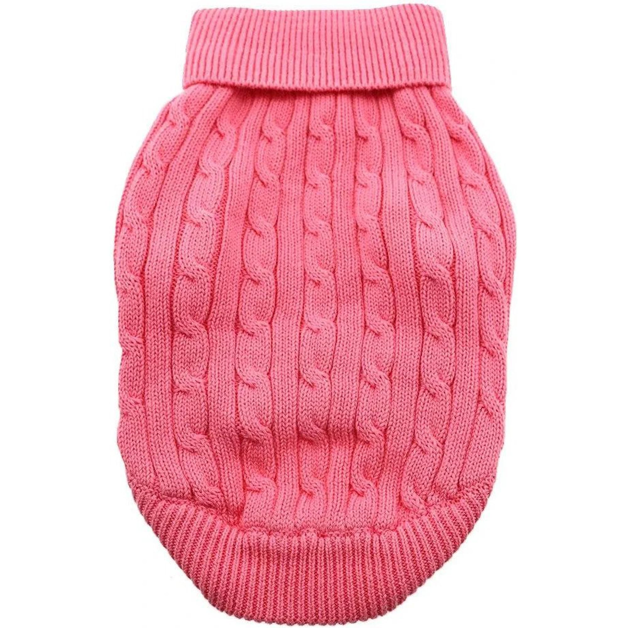 Doggie Design Cable Knit Dog Sweater Candy Pink