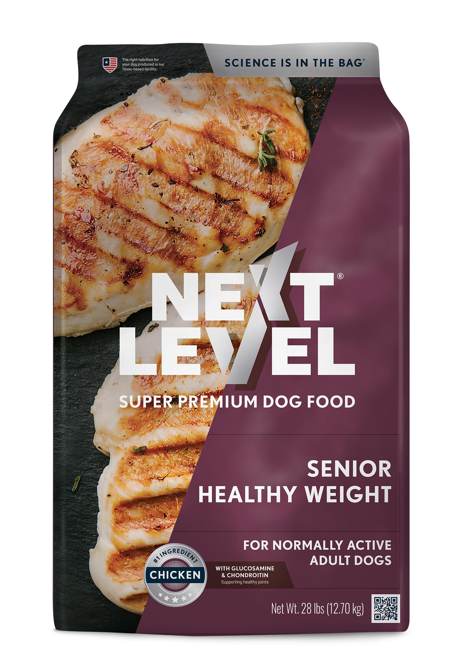 Next Level Super Premium Dog Food, Senior Healthy Weight, Dry Kibble for Normally Active Adult Dogs, 24% Protein, Chicken-Fish F