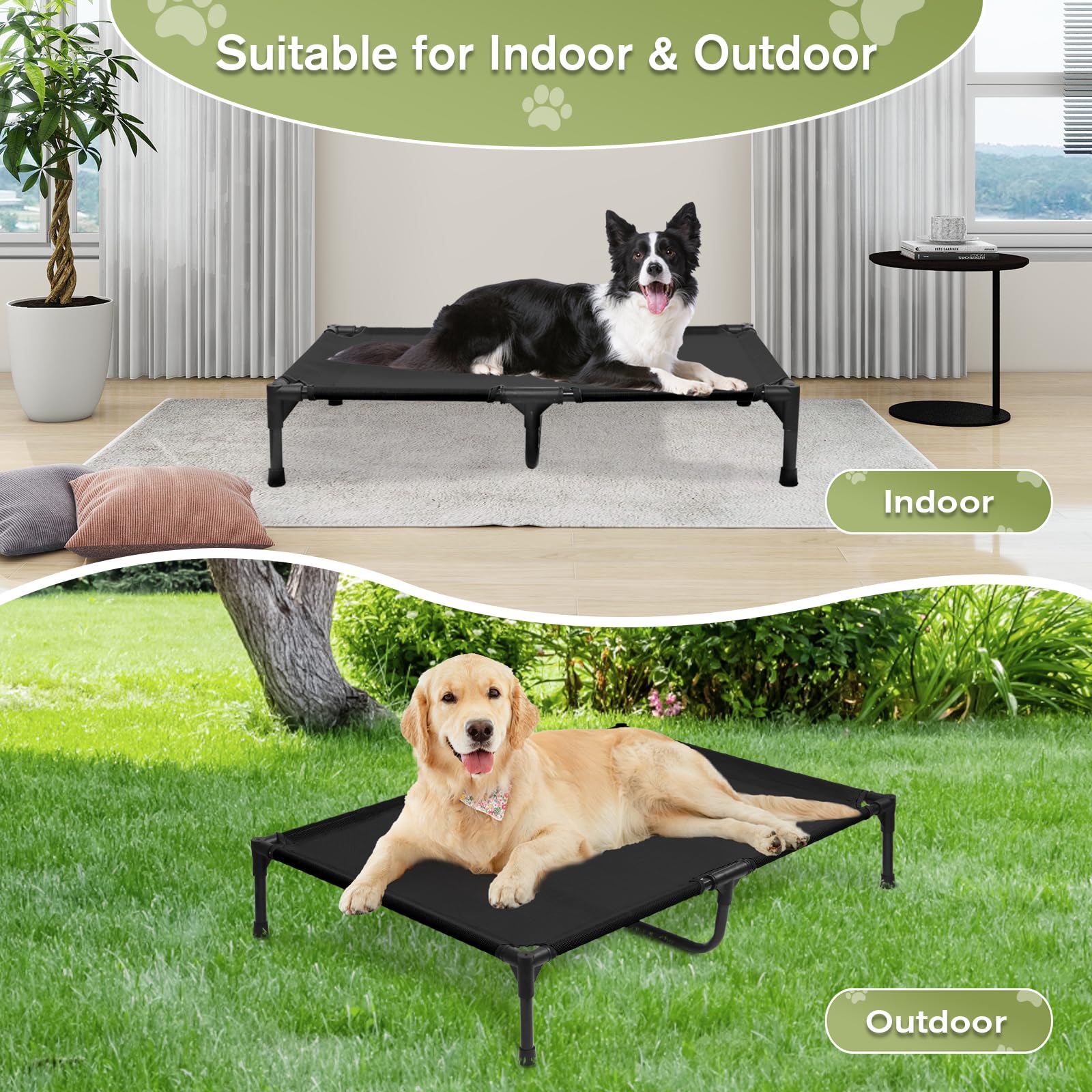 Extra Large Elevated Dog Bed, Outdoor Raised Dog Cot For Extra Large Dogs, Lifted Pet Hammock Beds, Pets Place Bed For Training