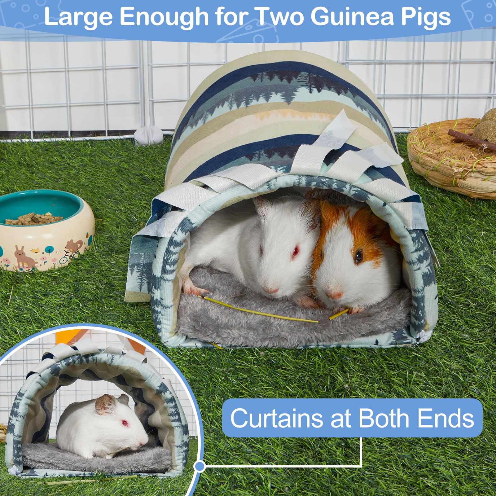 Guinea Pig Hideout Washable Guinea Pigs Tunnel With Curtains Hamster Hideout Cozy Guinea Piggy House Fit For Guinea Pig Cages So