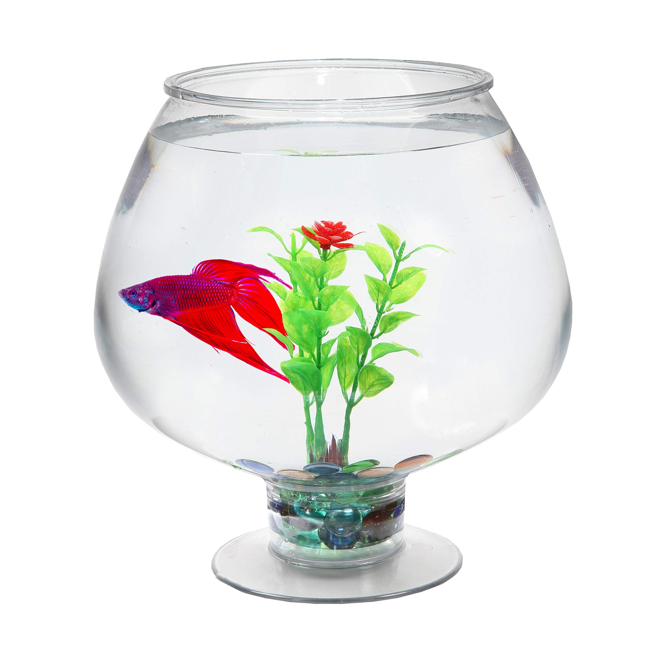 Koller Products 1.7 Gallon Fish Bowl - Impact-Resistant Plastic, Bettatank, Clear