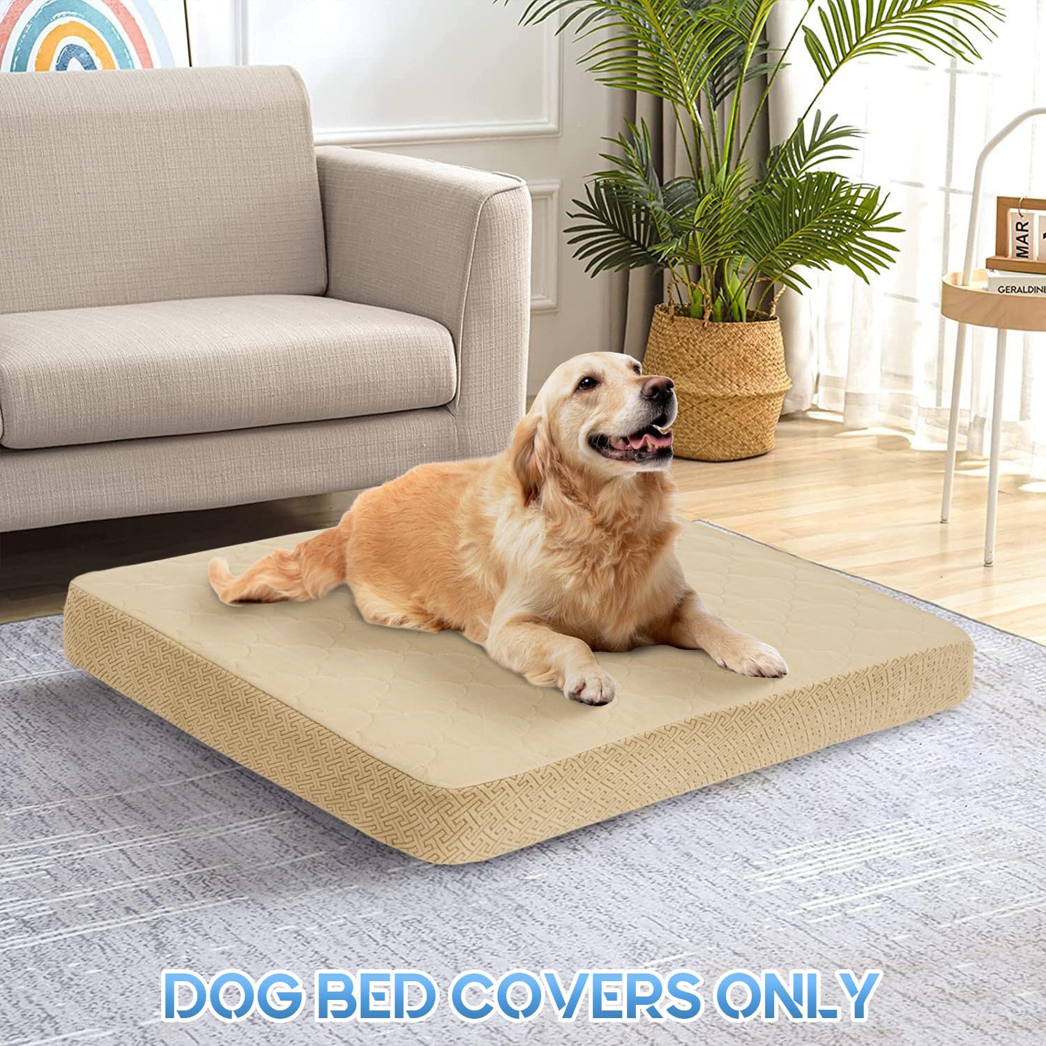 Chhkon Dog Bed Covers Replacement Washable Waterproof Pet Puppy Bed Cover For Dog(Beige,41X29X6 Inch)