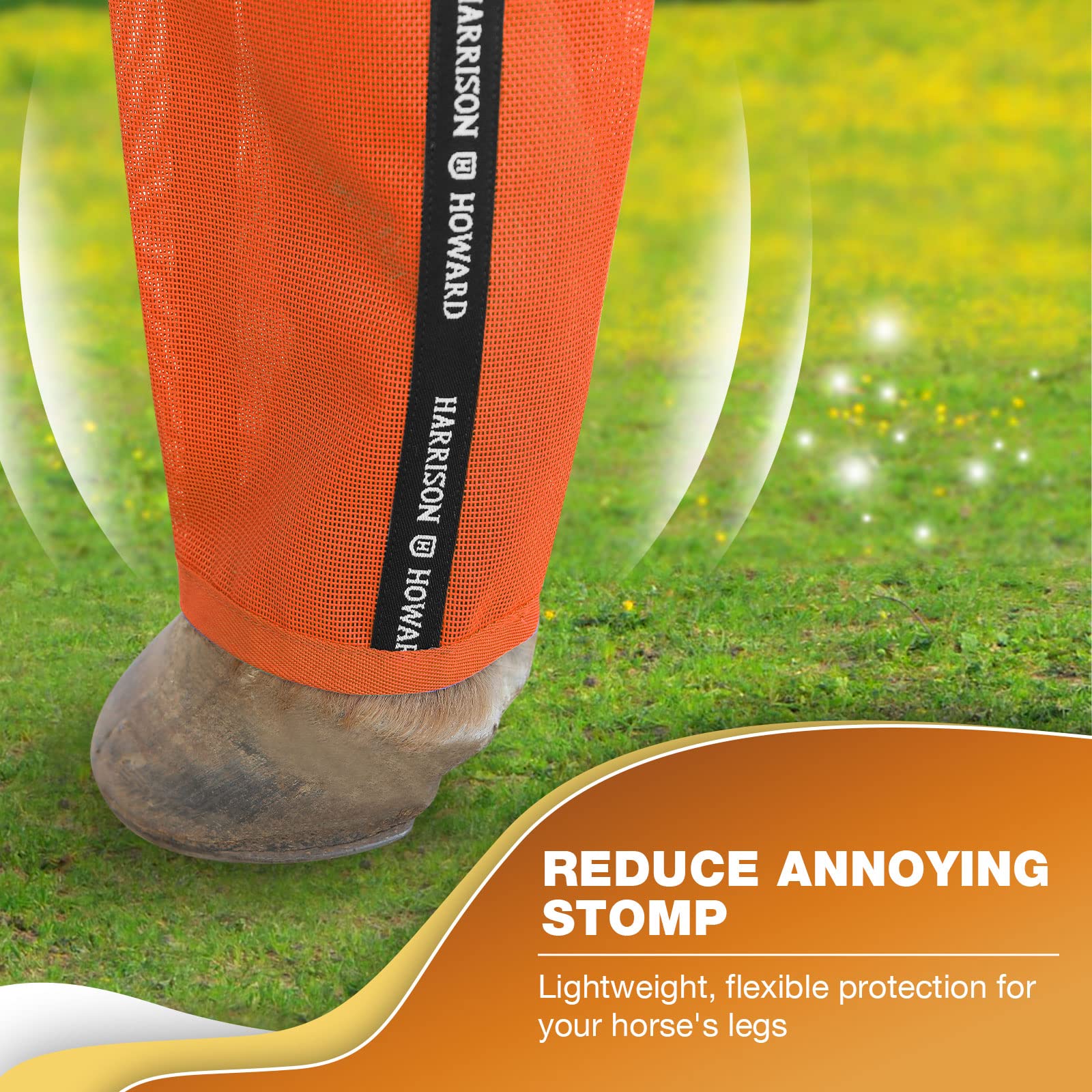 Harrison Howard Loose-Fitting Horse Fly Boots Uv-Protective, Breathable, Tear-Resistant Fine Mesh Leggins Stay-On Comfortable Fl