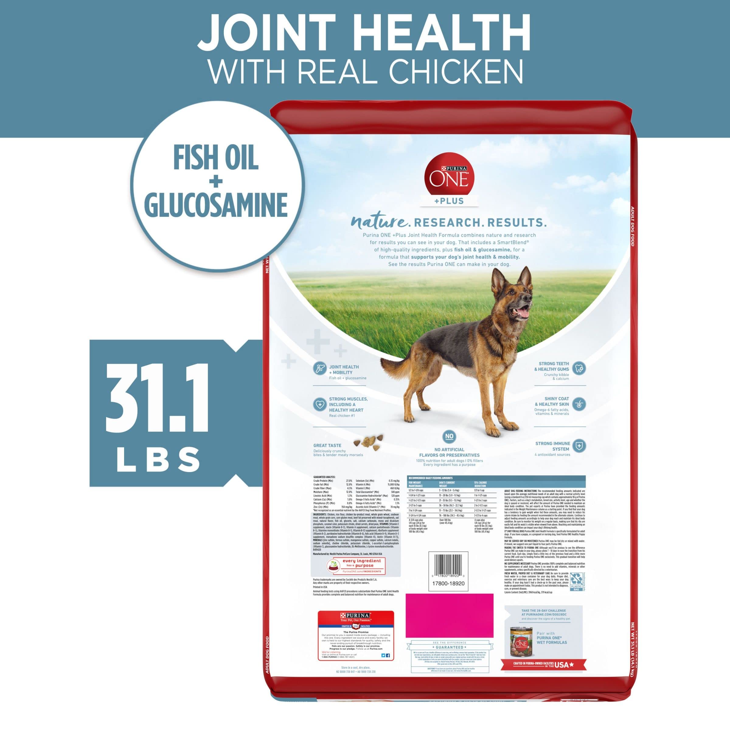 Purina ONE Plus Joint Health Formula Natural With Added Vitamins, Minerals and Nutrients Dry Dog Food - 31.1 lb. Bag