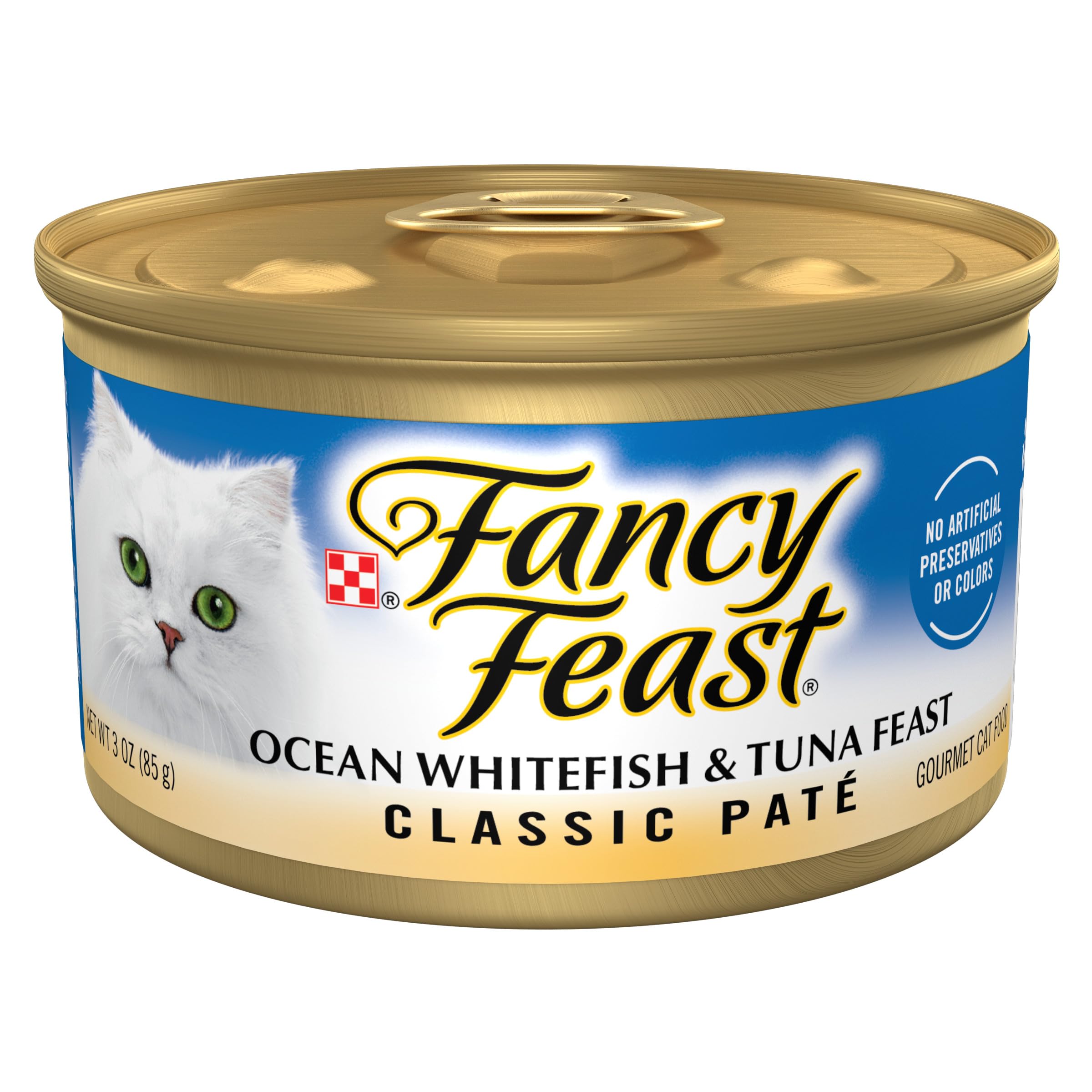 Purina Fancy Feast Classic Pate Ocean Whitefish and Tuna Feast Classic Grain Free Wet Cat Food Pate - (24) 3 oz. Cans