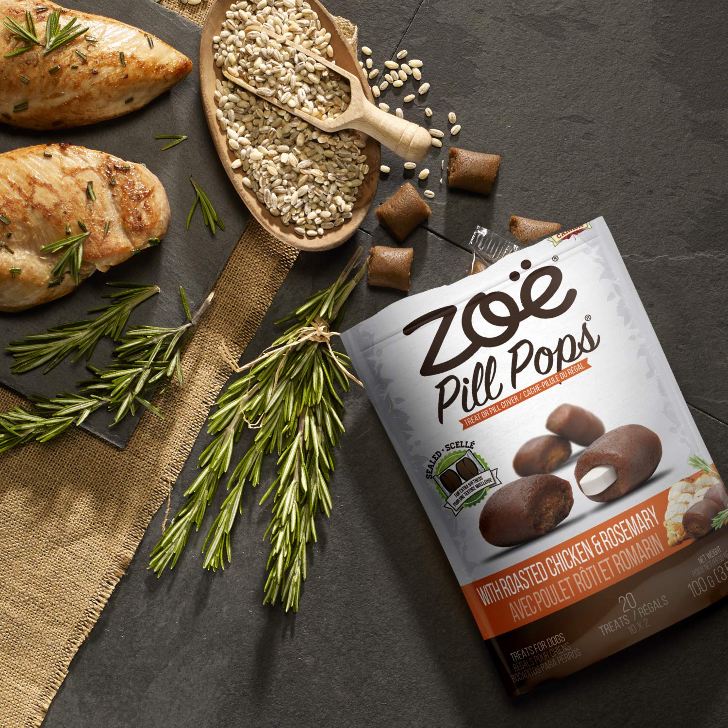 Zoe Zo Pill Pops for Dogs, Healthy Dog Treats, All Natural Dog Treats to Hide Medication, Roasted Chicken with Rosemary Recipe,
