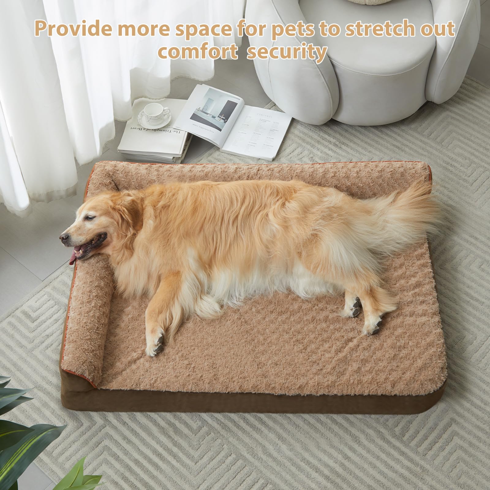 Bfpethome Orthopedic Dog Beds For Extra Large Dogs, Waterproof Sofa Xxl Dog Bed With Sides, Non-Slip Bottom And Egg-Crate Foam Big Dog Couch Bed With Washable Removable Cover,Pet Bed For Large Dogs