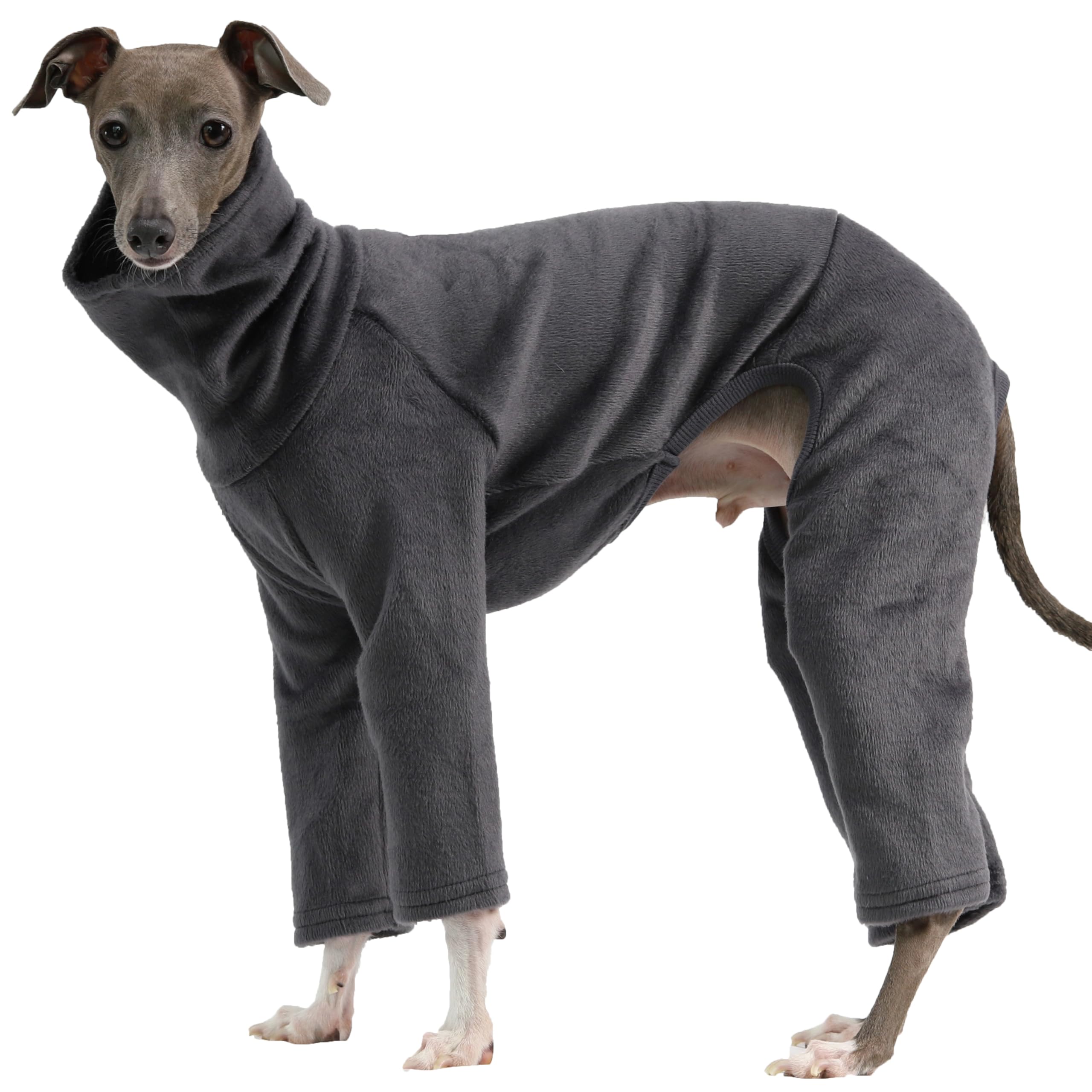 D Doggy Star Italian Greyhound Clothes Sweater Fleece Basic Onesie Whippet For Dog Turtleneck Outfits Coat (3Xl,Flce Charcoal)