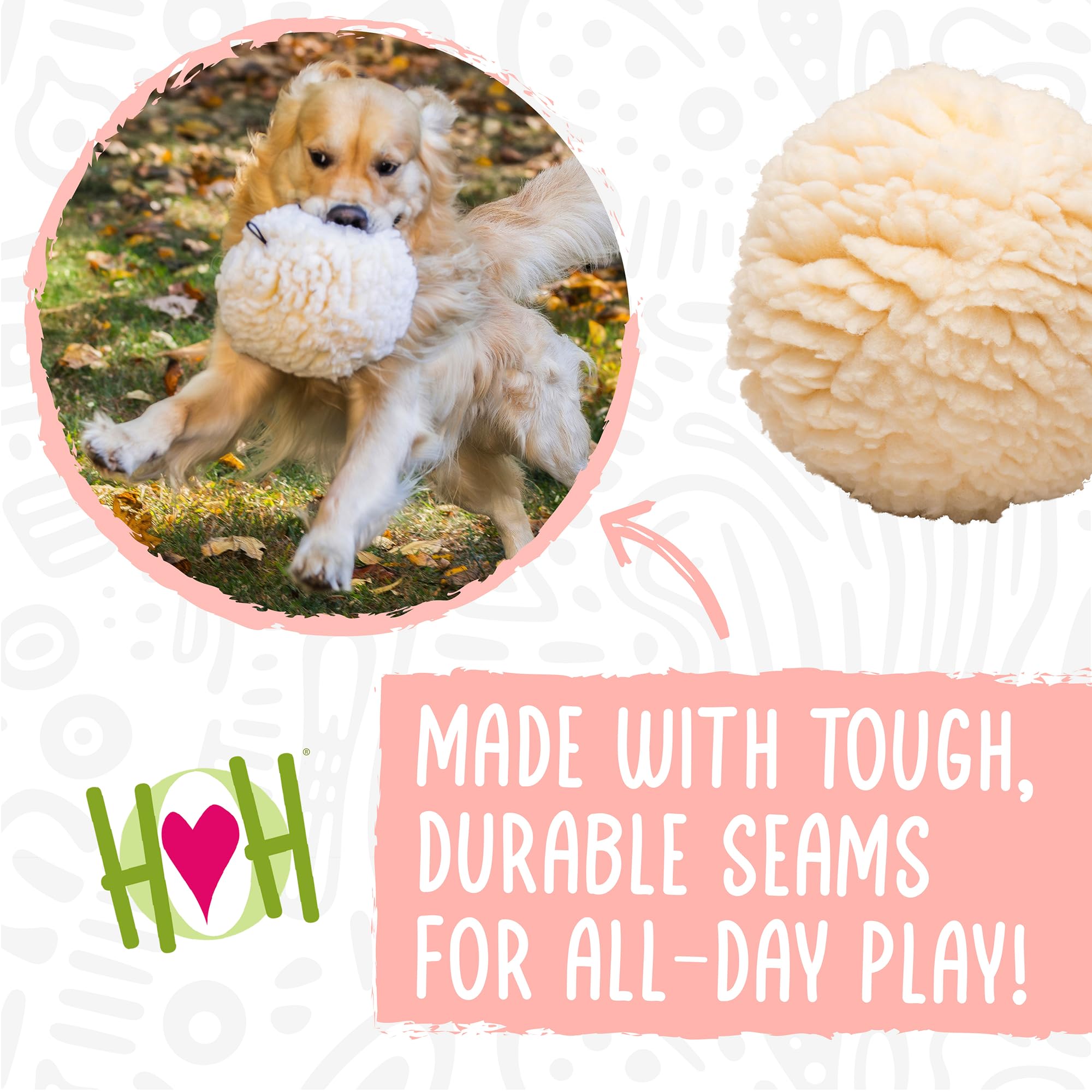 Hugglehounds Plush Ball Dog Toy - Dog Fuzzy Toy, Plush With Soft Fleece, Durable For Small And Large Breeds - 8'' Seafoam Huggle