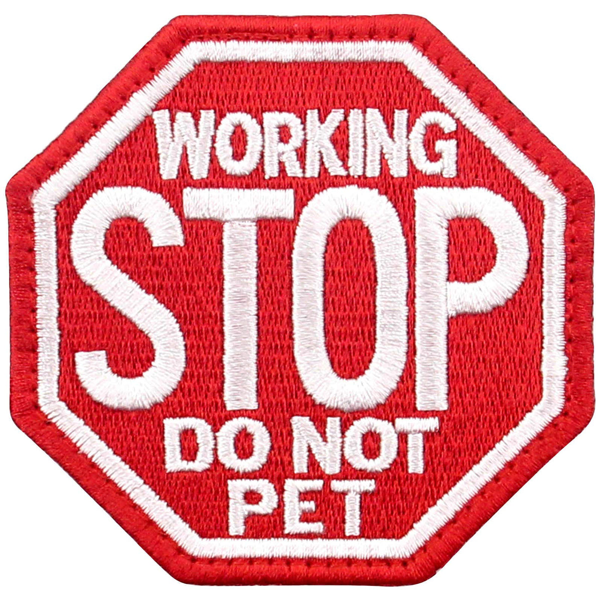 Tailwag Planet Service Dog Working Stop Do Not Pet Morale Tactical Patch Embroidered Badge Fastener Hook & Loop Emblem, Red & White