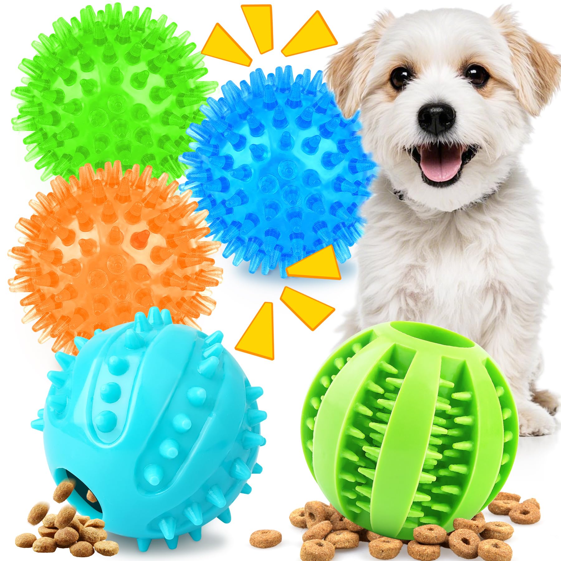 Patsfran Puppy Toys, 5 Pack Interactive Dog Toys, 2.5'' Squeaky Dog Balls And Treat Balls, Dog Chew Toys For Small To Medium Dog