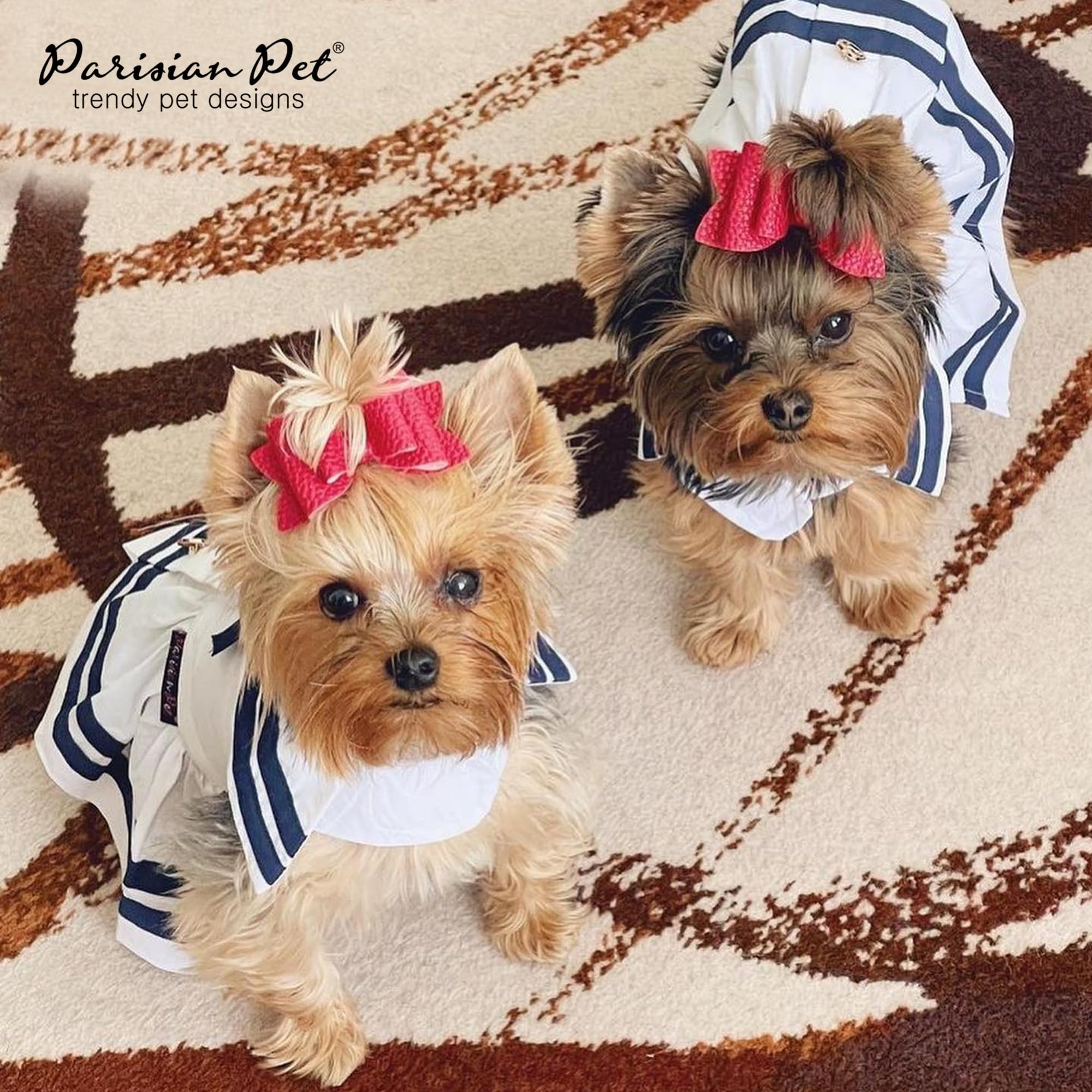 Parisian Pet Dog Dress - Lightweight Dog Sailor Outfit - Breathable Dog Summer Clothes - Pure Cotton White And Blue Dog Dressy Outfit - Dog Dresses For Large Dogs Girl - L