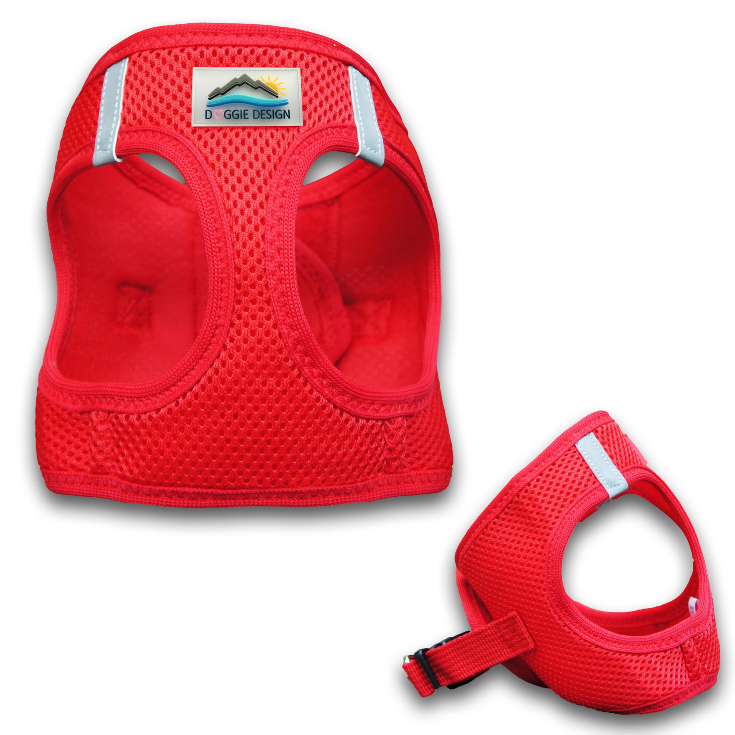 Doggie Design American River Ultra Choke-Free Mesh Dog Harness Red (X-Large)