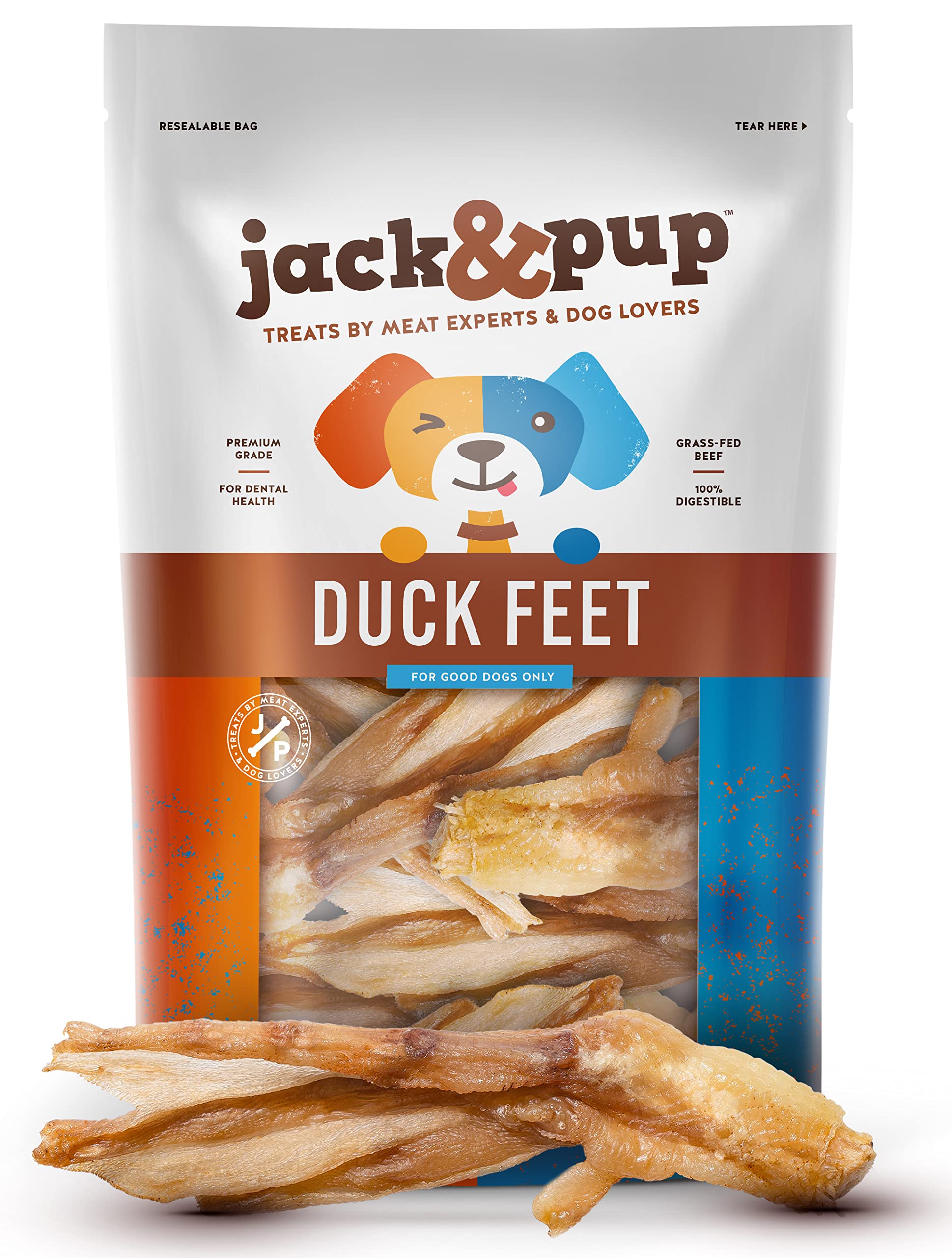 Jack&Pup Dried Chicken Feet Dog Treats | 100% Natural, Fully Digestible, Dehydrated Chicken Feet for Dogs High Protein, Joint Su