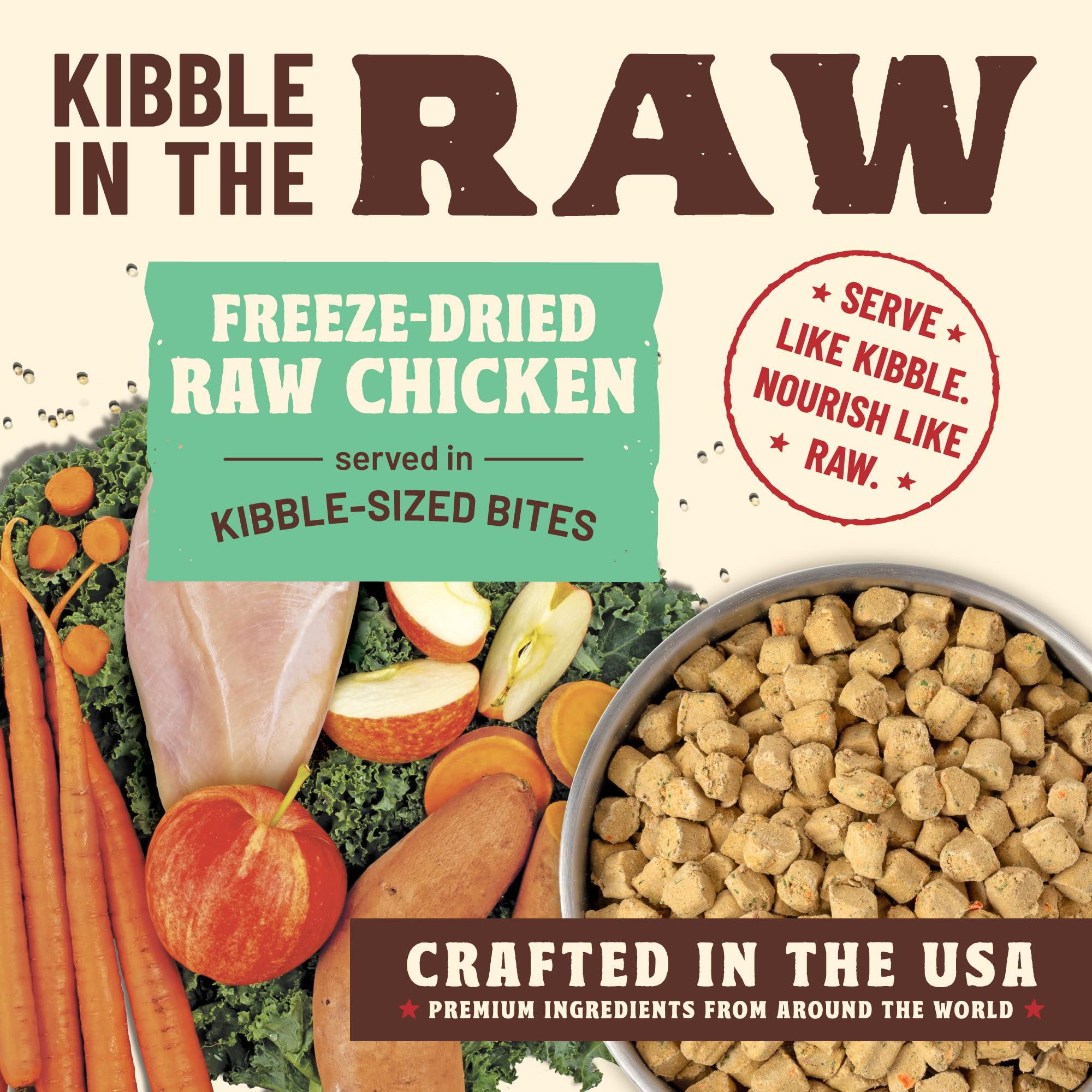 Primal Kibble in The Raw, Freeze Dried Dog Food, Chicken, Scoop & Serve, Made with Raw Protein, Whole Ingredient Nutrition, Craf