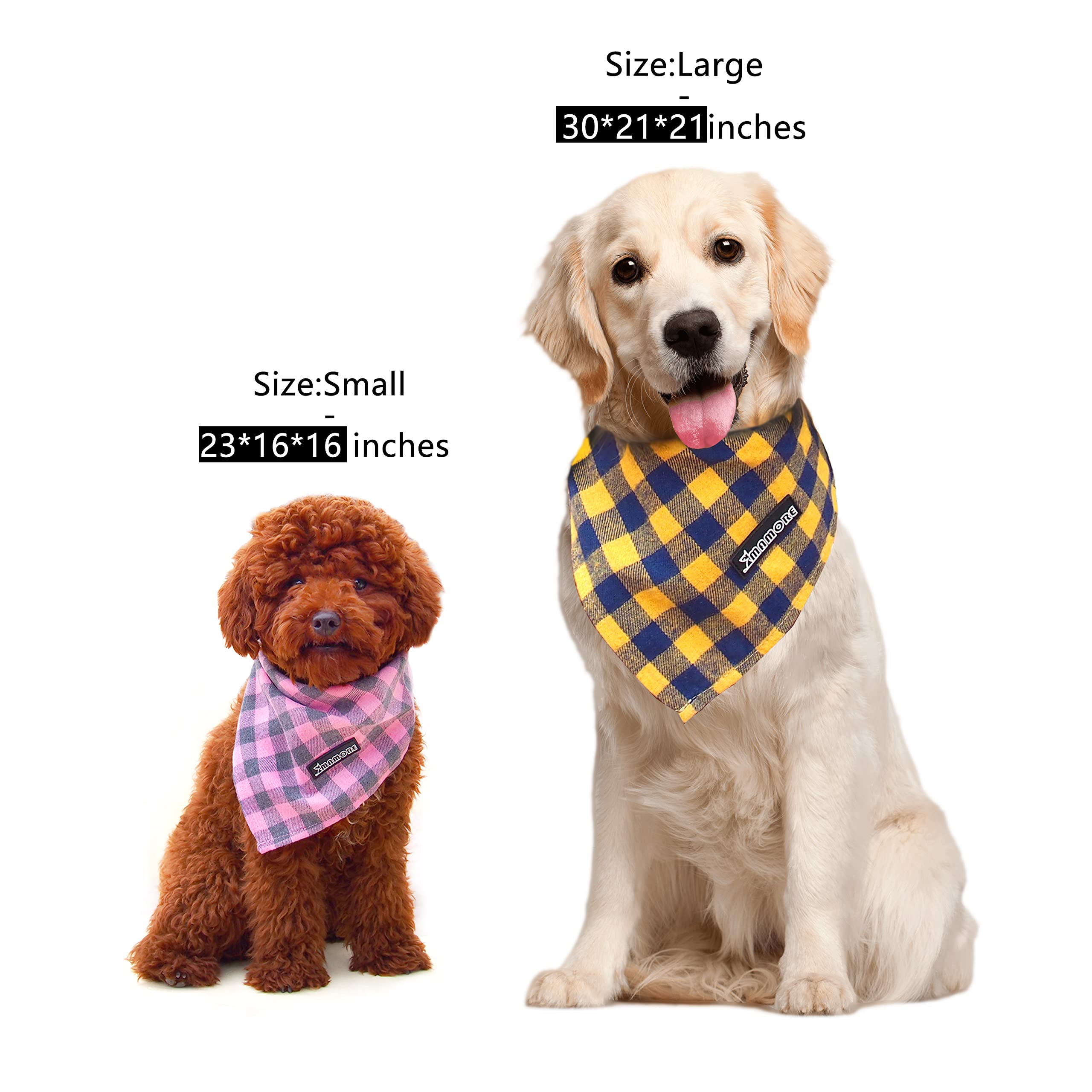 Adjustable Plaid Dog Bandanas,1Pc Soft Washable Cotton Triangle Bib Kerchief Scarfs For Small Medium Large Dogs And Cats(Square