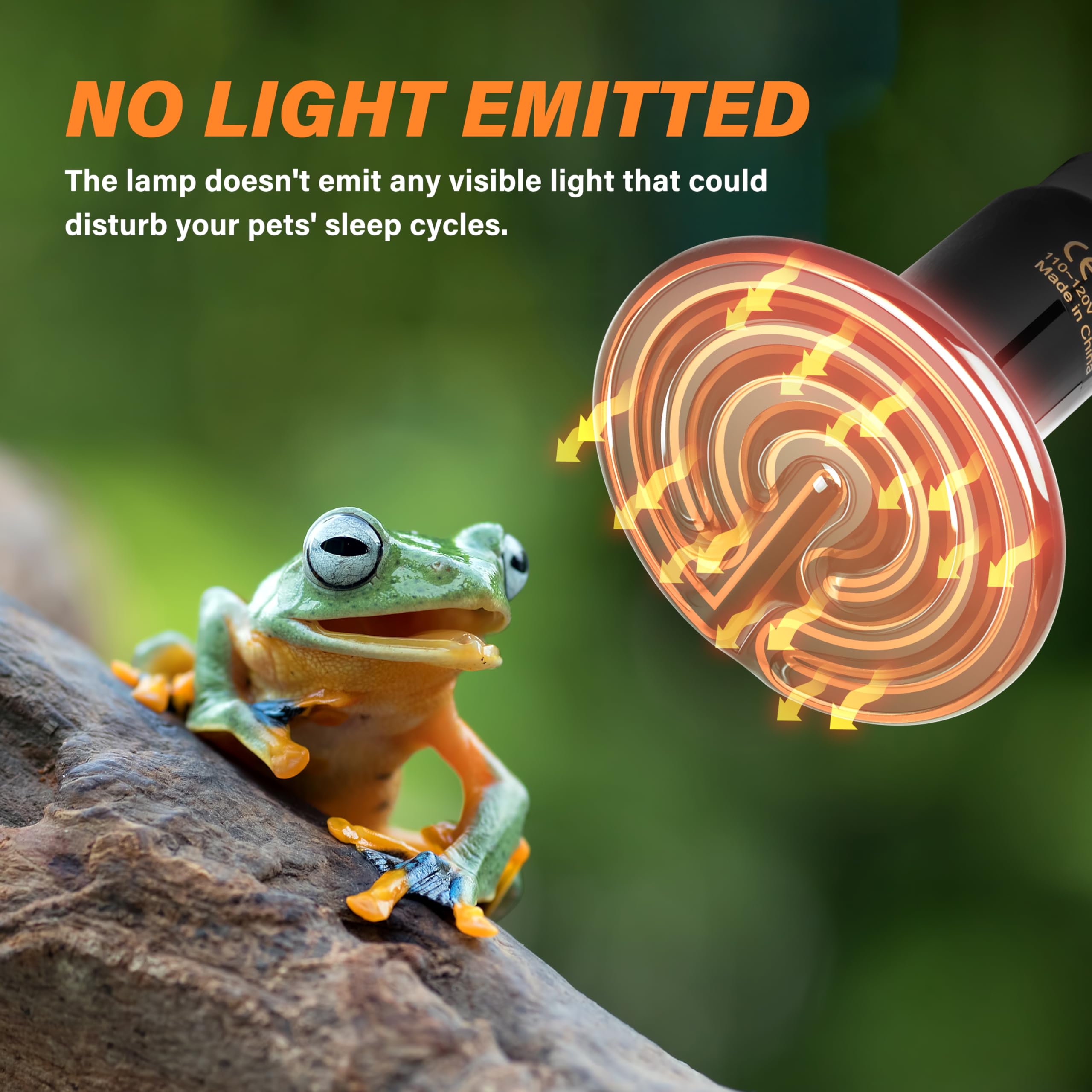 Simple Deluxe 100W Ceramic Heat Emitter, Reptile Heat Lamp No Light Emitting Heat Bulbs for Amphibian Terrarium, Bearded Dragon