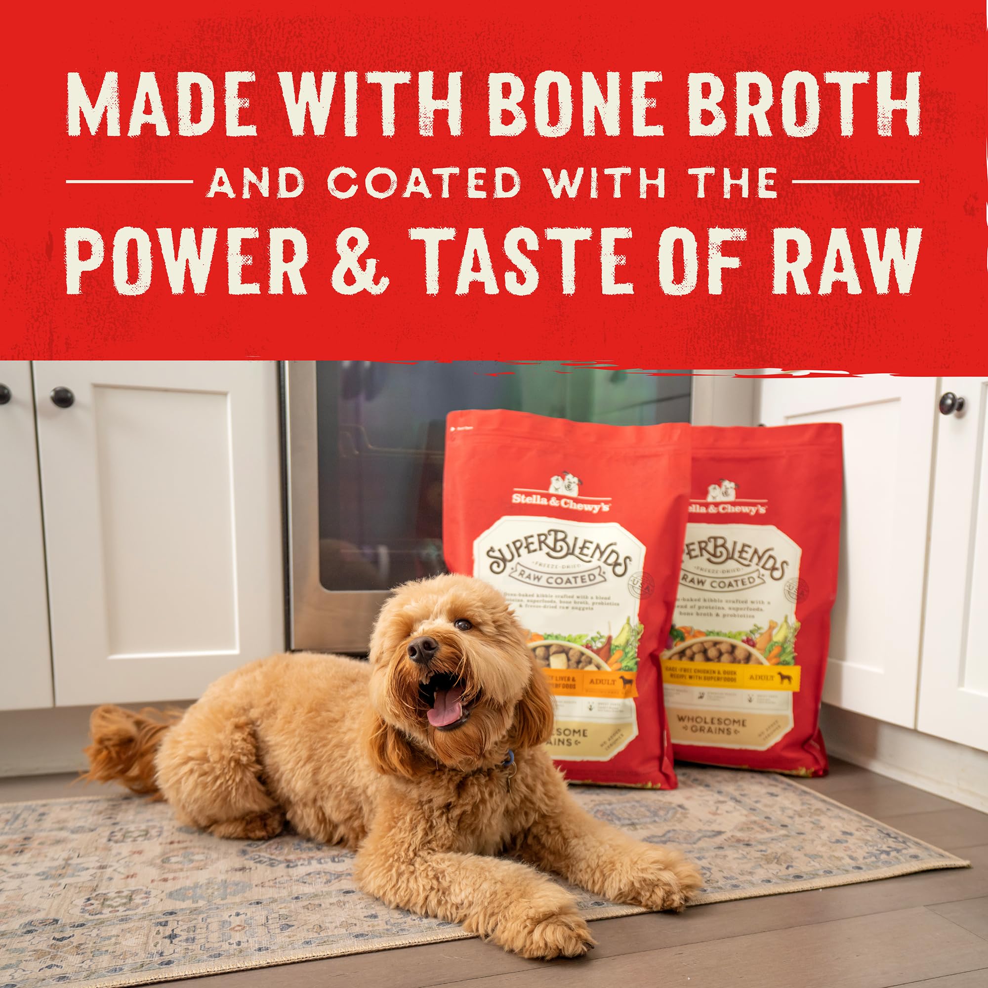 Stella & Chewys SuperBlends Raw Coated Wholesome Grains Wild-Caught Whitefish & Salmon Recipe with Superfoods, 3.5 lb. Bag