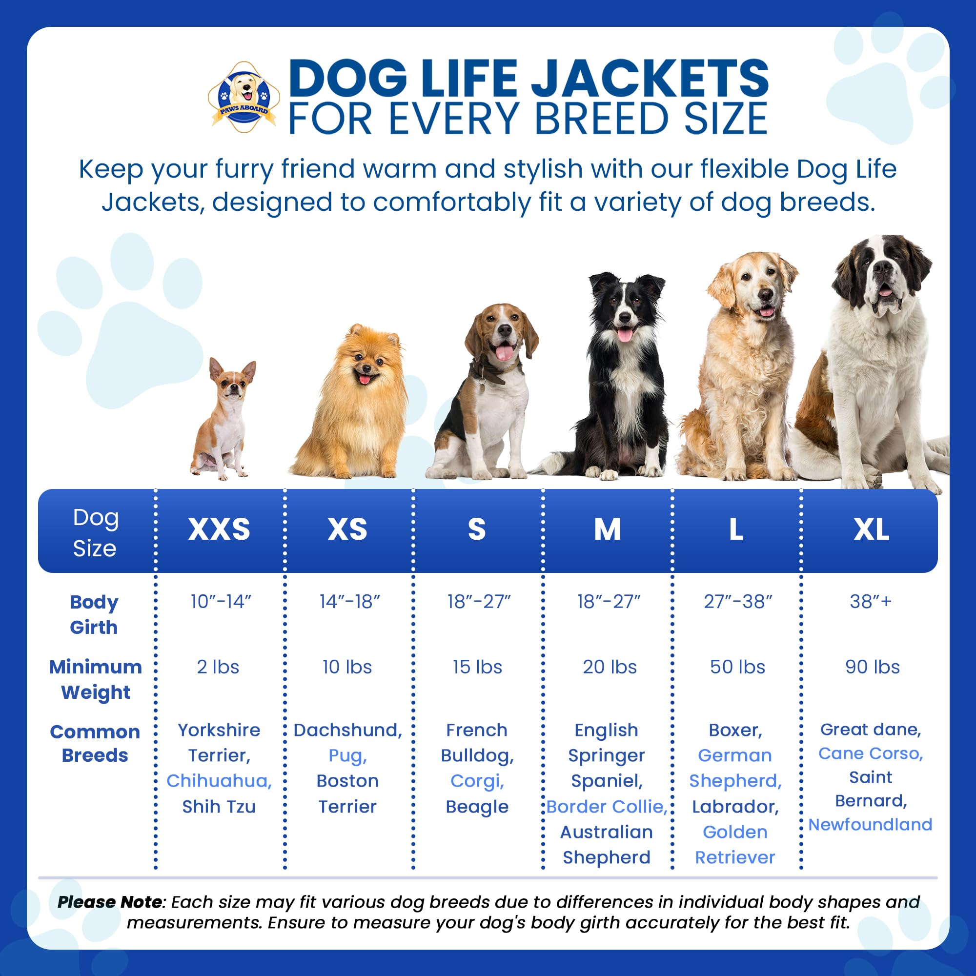 Paws Aboard Dog Life Jacket - Keep Your Canine Safe With A Neoprene Life Vest For Swimming And Boating - Available In Different Sizes, Color And Design To Choose - Nautical Dog, X-Small