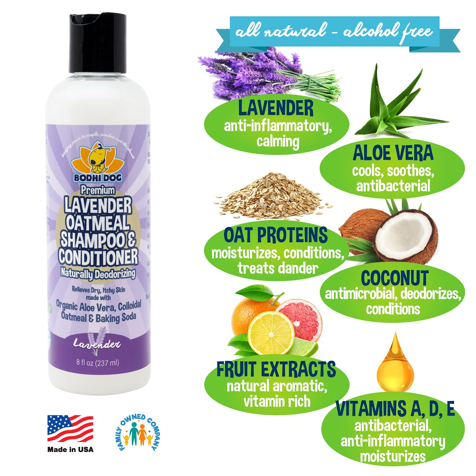 Bodhi Dog Organic Lavender Oatmeal Dog Shampoo And Conditioner | Hypoallergenic Conditioning Deodorizing Formula For Dogs Cats &