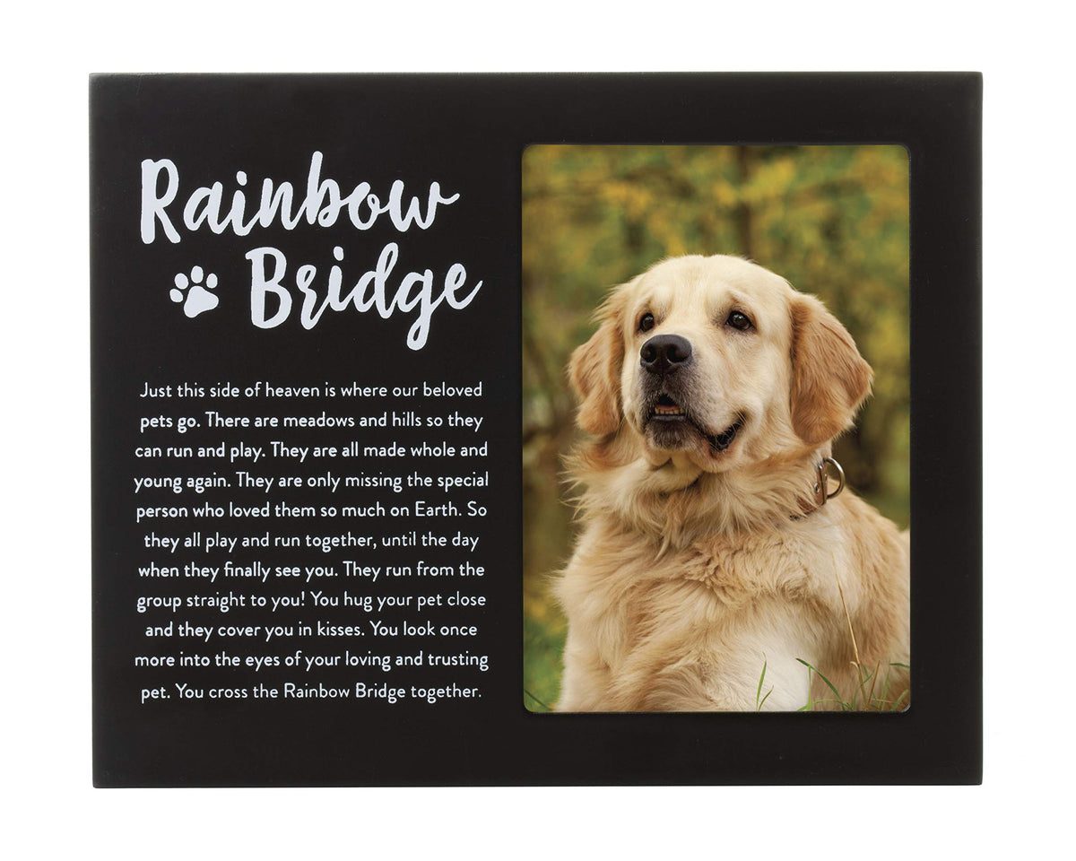 Pearhead Rainbow Bridge Pet Keepsake Picture Frame, Dog Photo Frame For Pet Owners, Dog Memorial Frame, Black